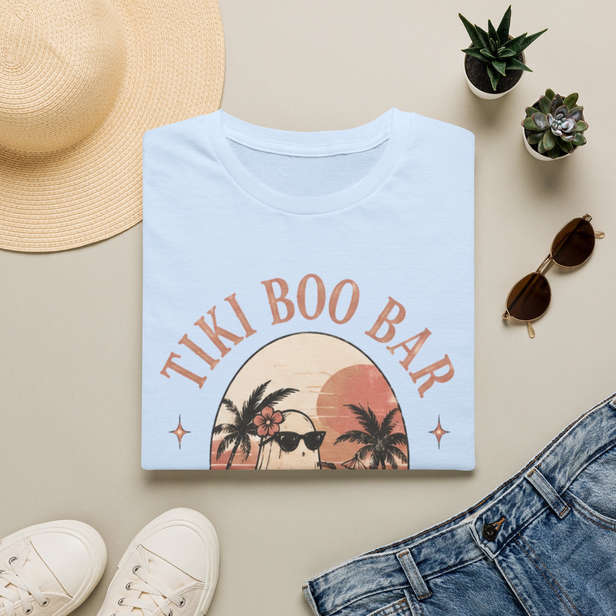 Tiki Boo Bar Vintage Beach Ghost Graphic Tee - Boo Crew Boutique