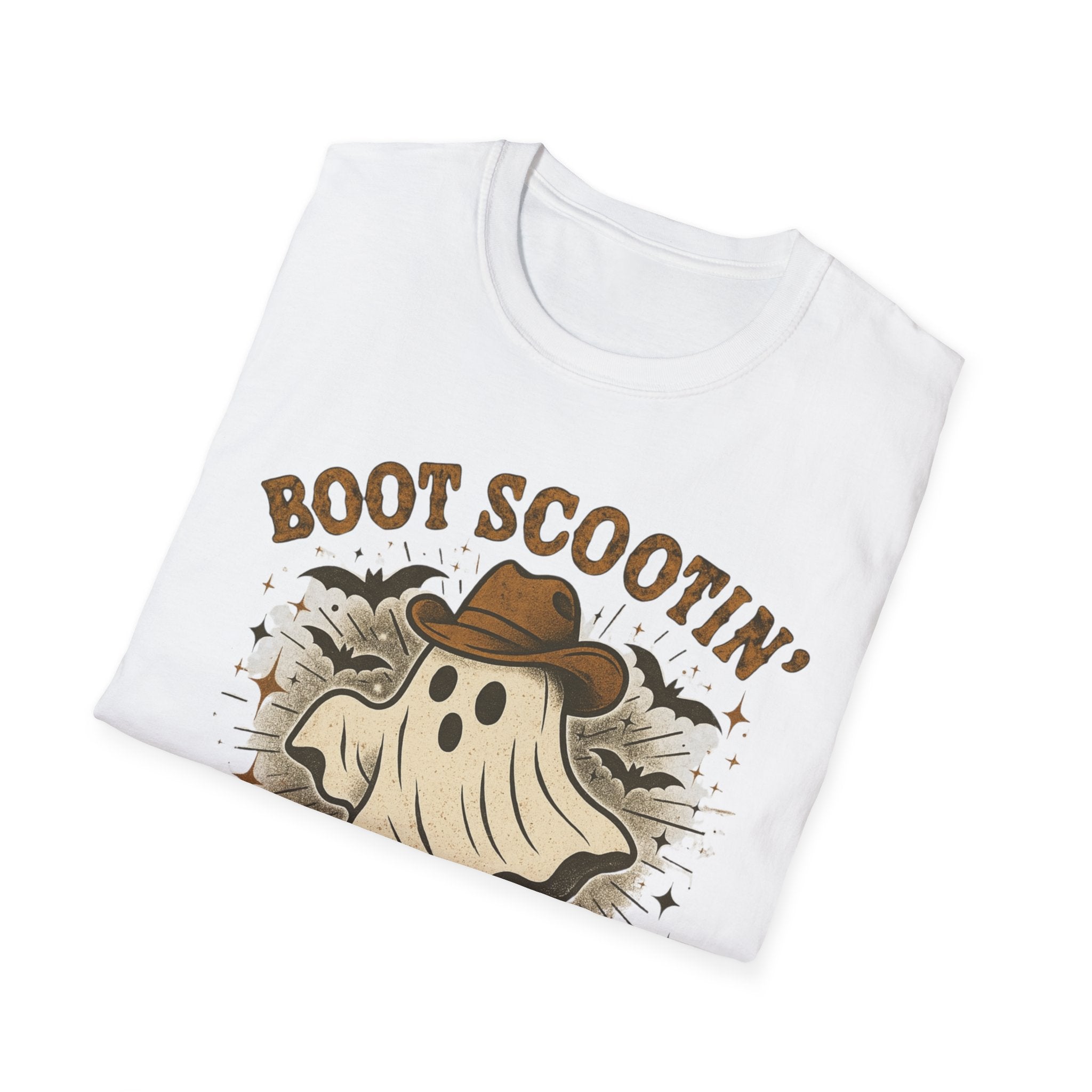 Halloween Western Ghost T-Shirt, Funny Costume Tee, Spooky Shirt, Halloween Apparel, Boot Scootin' Spooky