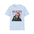 Scream Mask Christmas T-Shirt — "What's Your Favorite Christmas Movie?" Holiday Tee