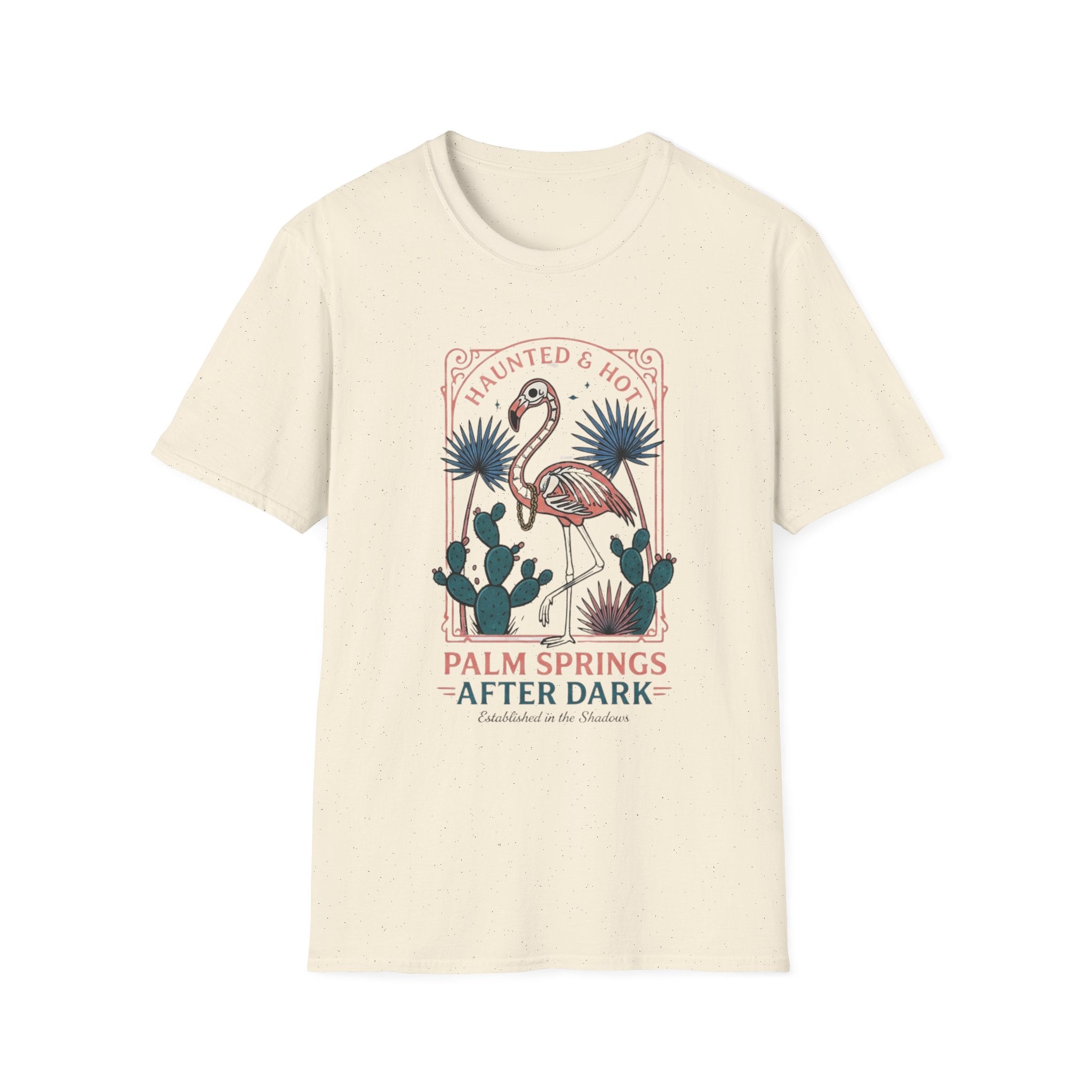 Palm Springs After Dark Flamingo T-Shirt — "Haunted & Hot" Retro Desert Graphic Tee - Boo Crew Boutique