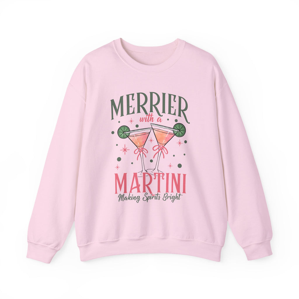 Merrier With a Martini sweatshirt | Holiday cocktail graphic sweatshirt, Women's Cocktail Wear - Boo Crew Boutique