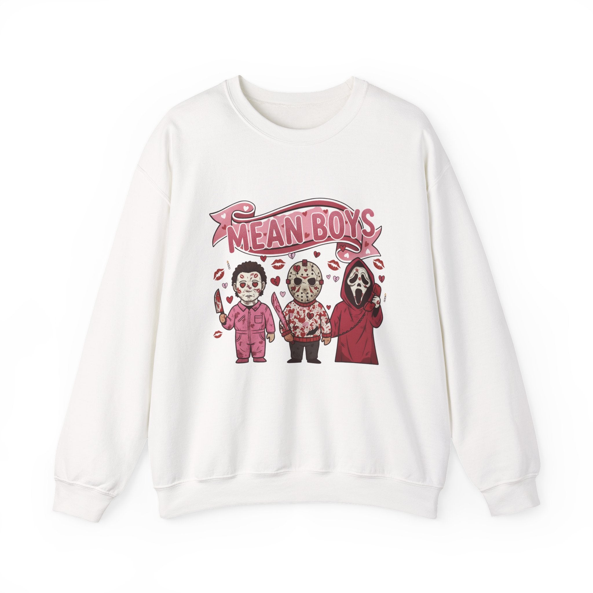 Mean Boys horror trio Sweatshirt | Jason Vorhees, Michael Myers, Ghostface Valentine's Attire, Gift for Horror Fan - Boo Crew Boutique