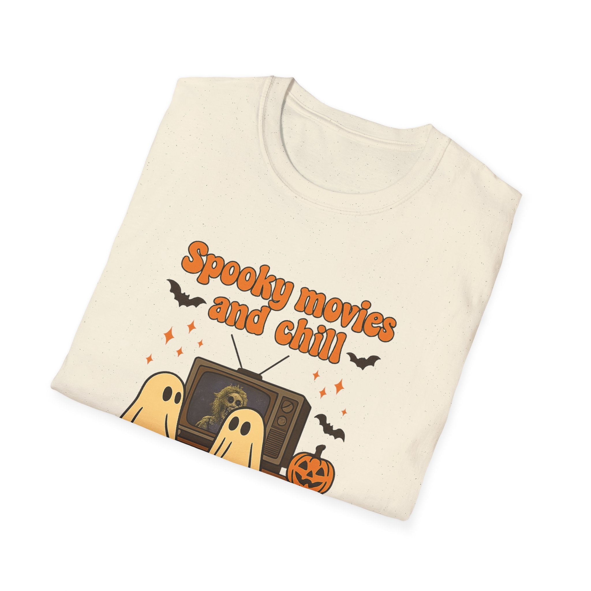 Spooky Movies and Chill T-Shirt — Cute Halloween Ghosts & Pumpkins Tee