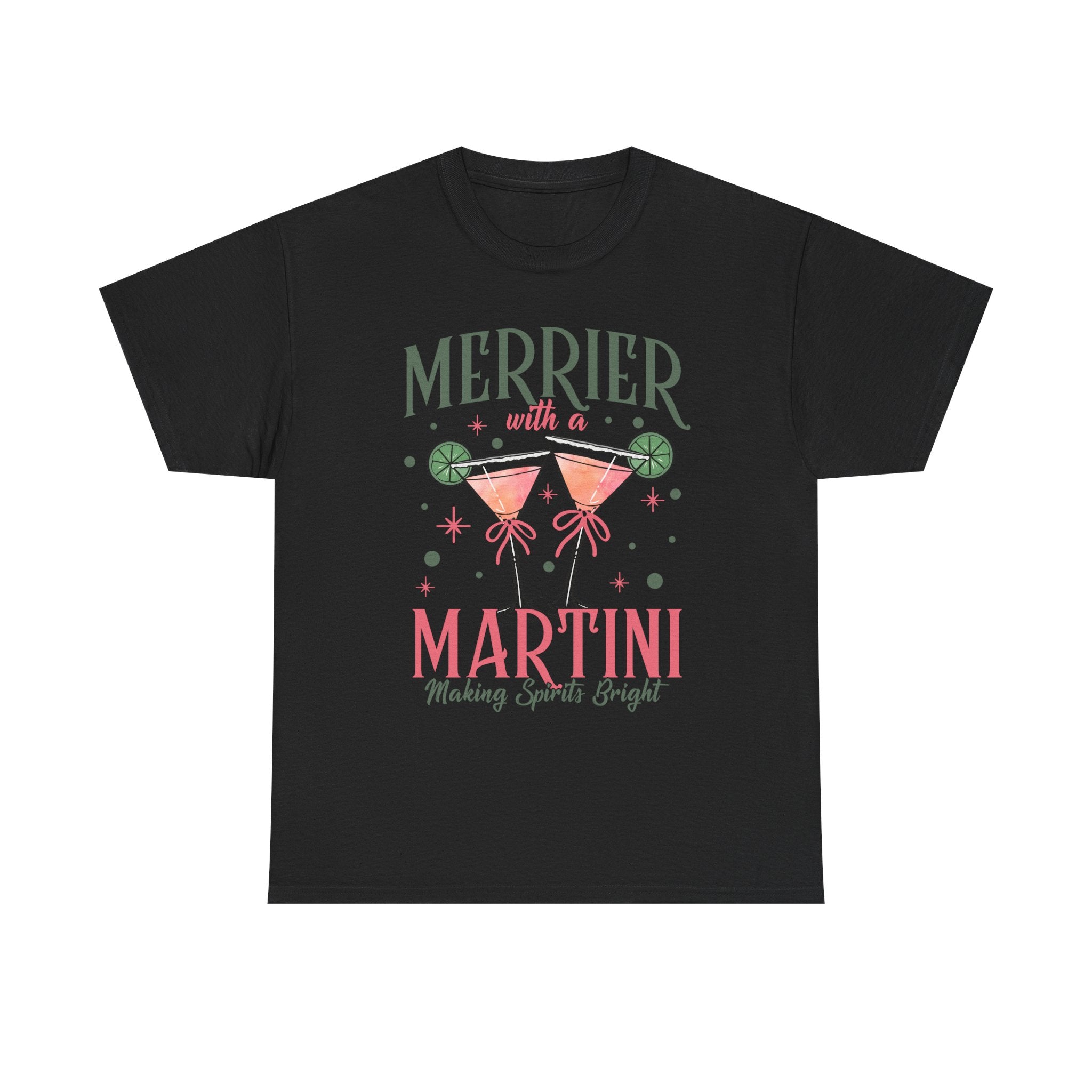 Merrier With a Martini T-Shirt | Holiday Cocktail Tee