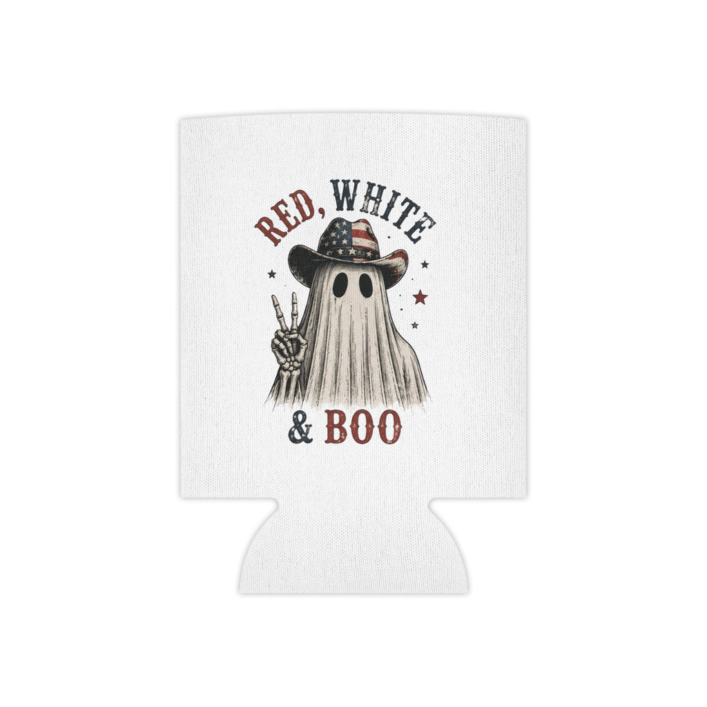 Red, White & Boo Can Cooler — Patriotic Halloween Drink Koozie - Boo Crew Boutique