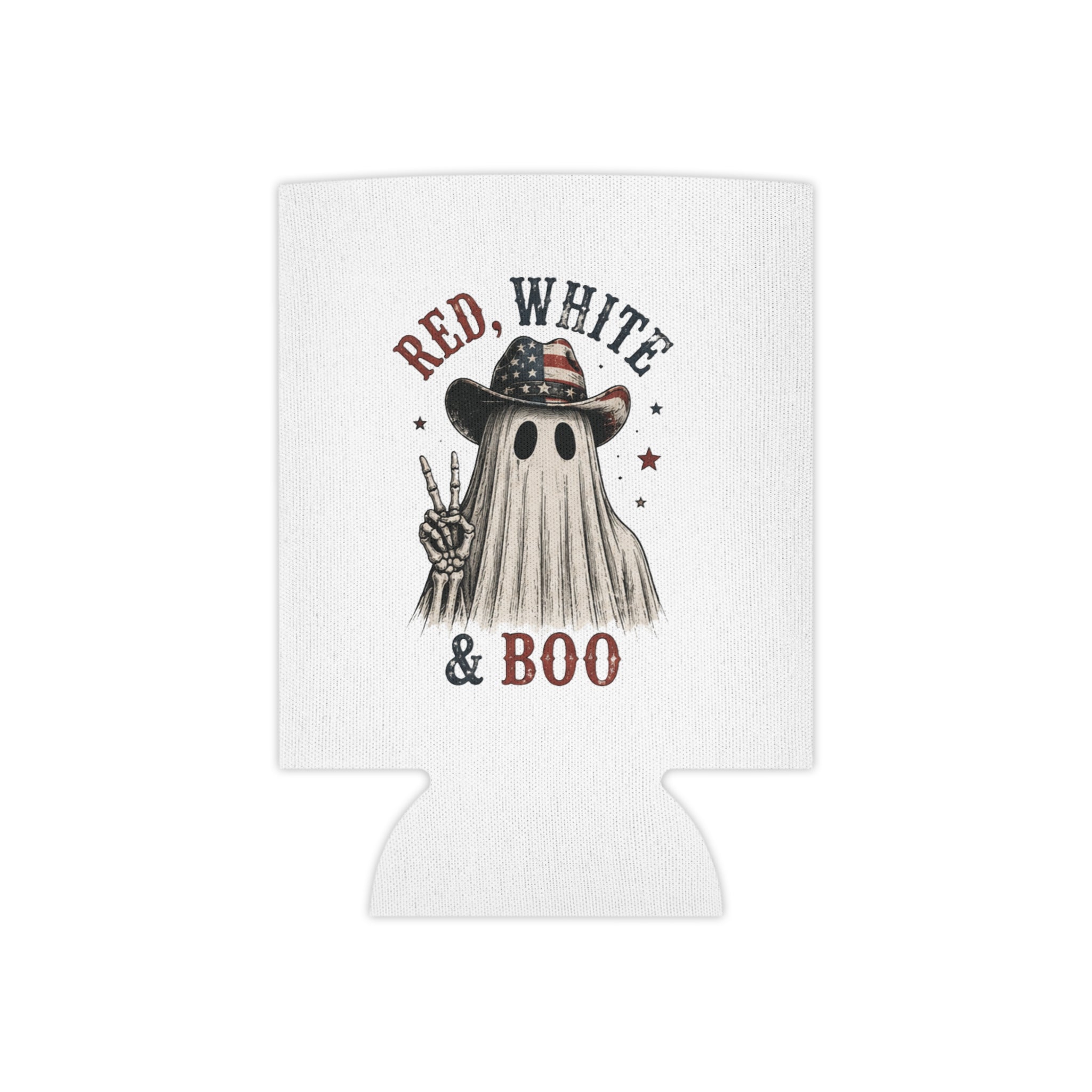 Red, White & Boo Can Cooler — Patriotic Halloween Drink Koozie - Boo Crew Boutique