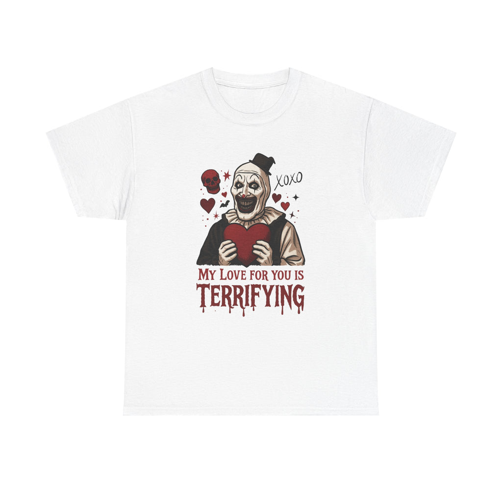 Valentine's Day Horror Tee, Unisex Heavy Cotton Tee, Terrifier Horror Shirt, Valentine's Gift, Unique Graphic Tee, Gift for Horror Fan