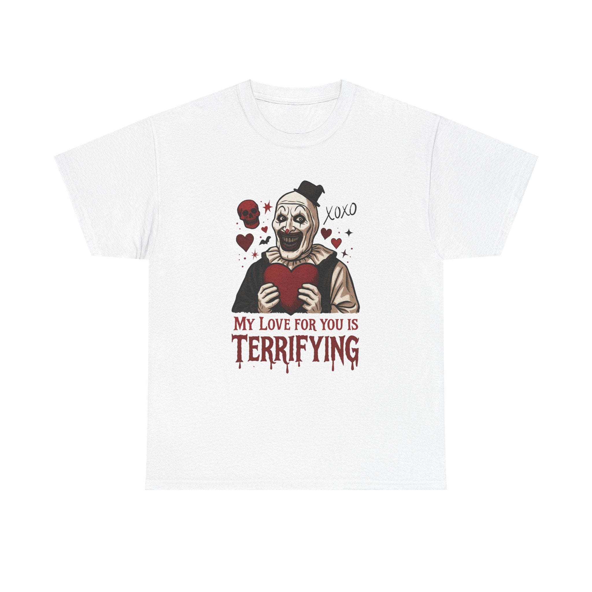 Valentine's Day Horror Tee, Unisex Heavy Cotton Tee, Terrifier Horror Shirt, Valentine's Gift, Unique Graphic Tee, Gift for Horror Fan