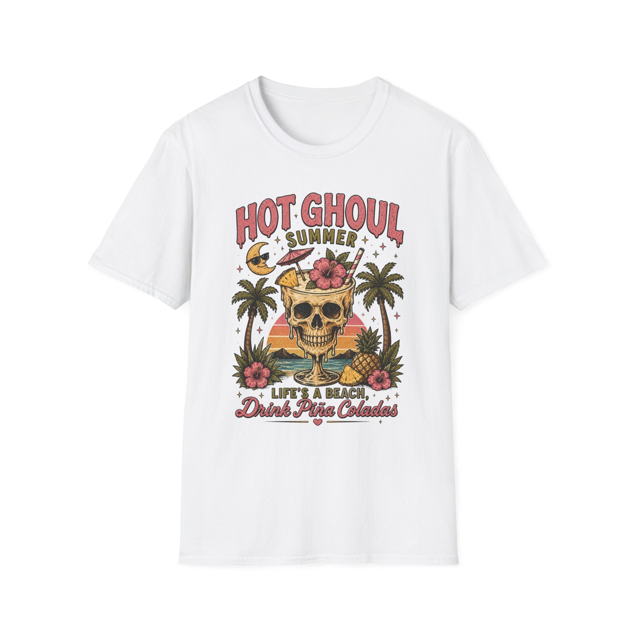 Tropical Skull Beach Vintage Graphic Tee - Boo Crew Boutique