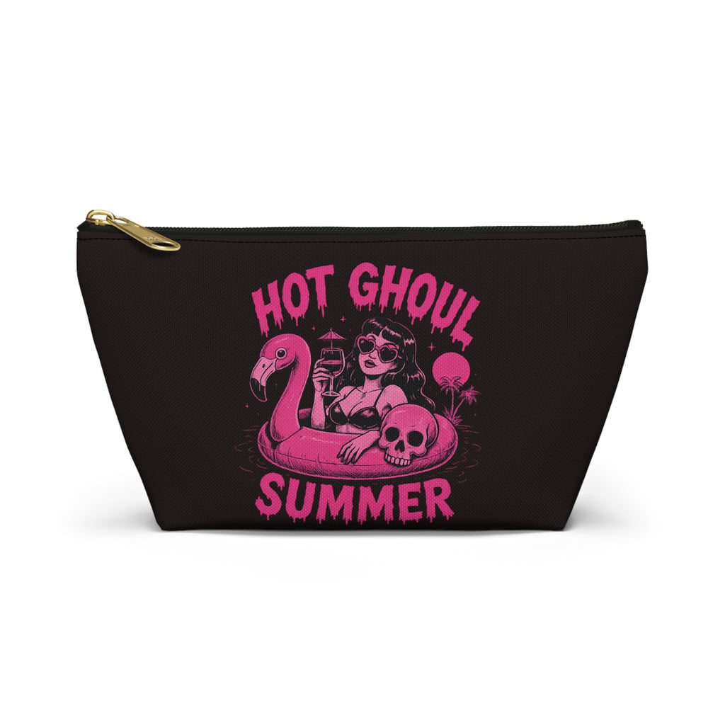 Accessory Pouch — "Hot Ghoul Summer" Pink Retro Pinup Makeup Bag - Boo Crew Boutique
