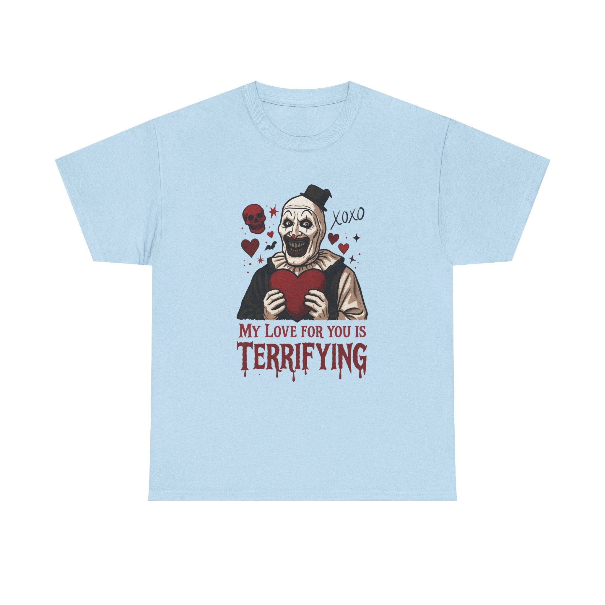 Valentine's Day Horror Tee, Unisex Heavy Cotton Tee, Terrifier Horror Shirt, Valentine's Gift, Unique Graphic Tee, Gift for Horror Fan - Boo Crew Boutique
