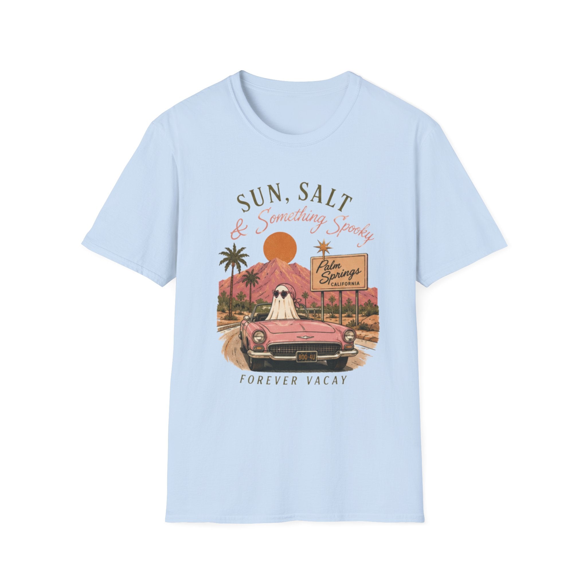 Sun, Salt & Something Spooky T-Shirt — Palm Springs Retro Sunset Tee - Boo Crew Boutique