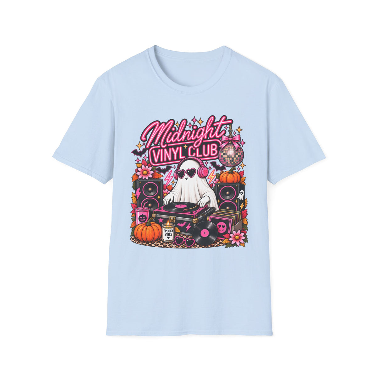 Midnight Vinyl Club T-Shirt — Retro DJ Ghost Halloween Tee - Boo Crew Boutique