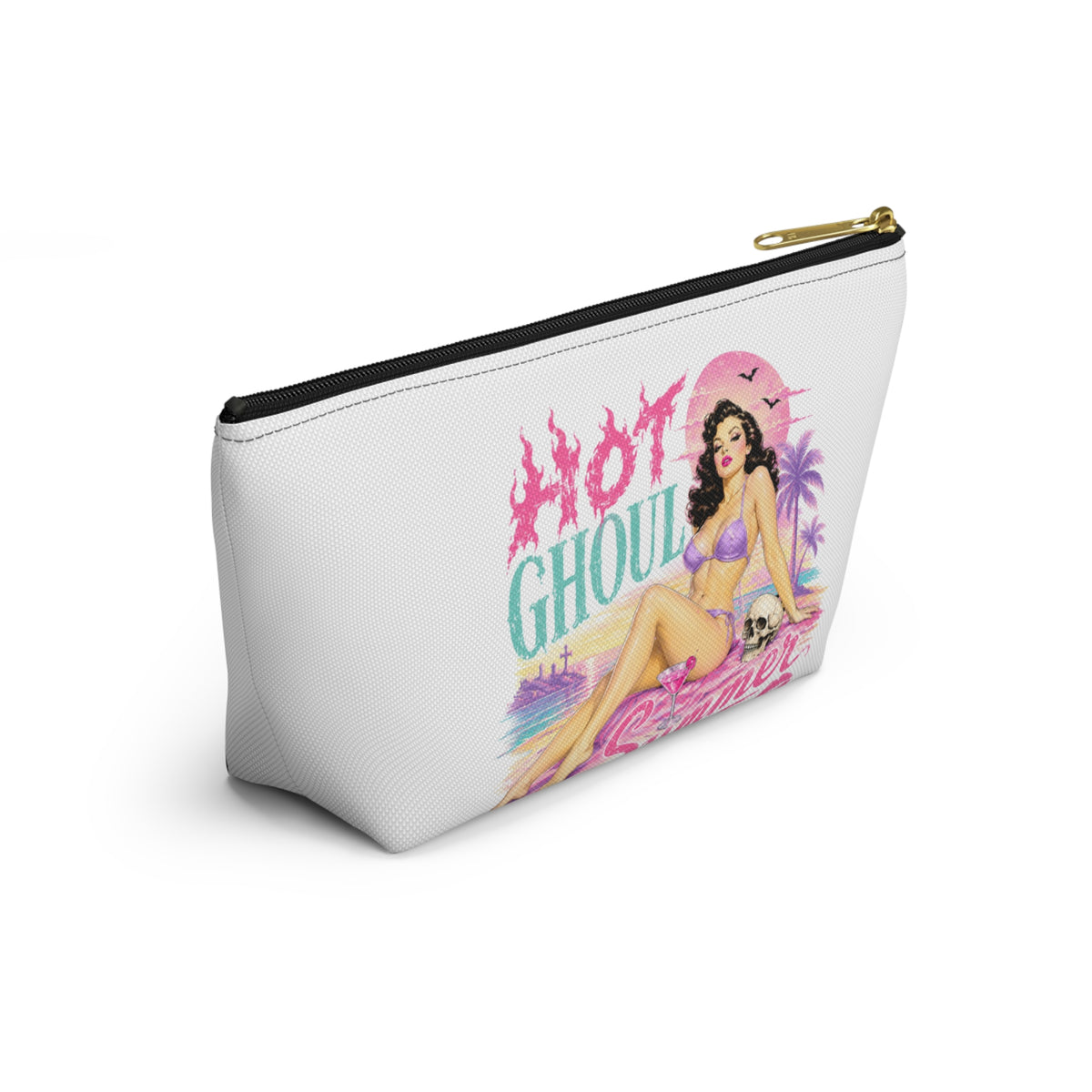 Pinup 'Hot Ghoul Summer' Accessory Pouch — Retro Beach Makeup Bag - Boo Crew Boutique