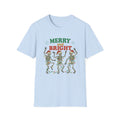 Merry and Bright Dancing Skeletons Christmas T-Shirt