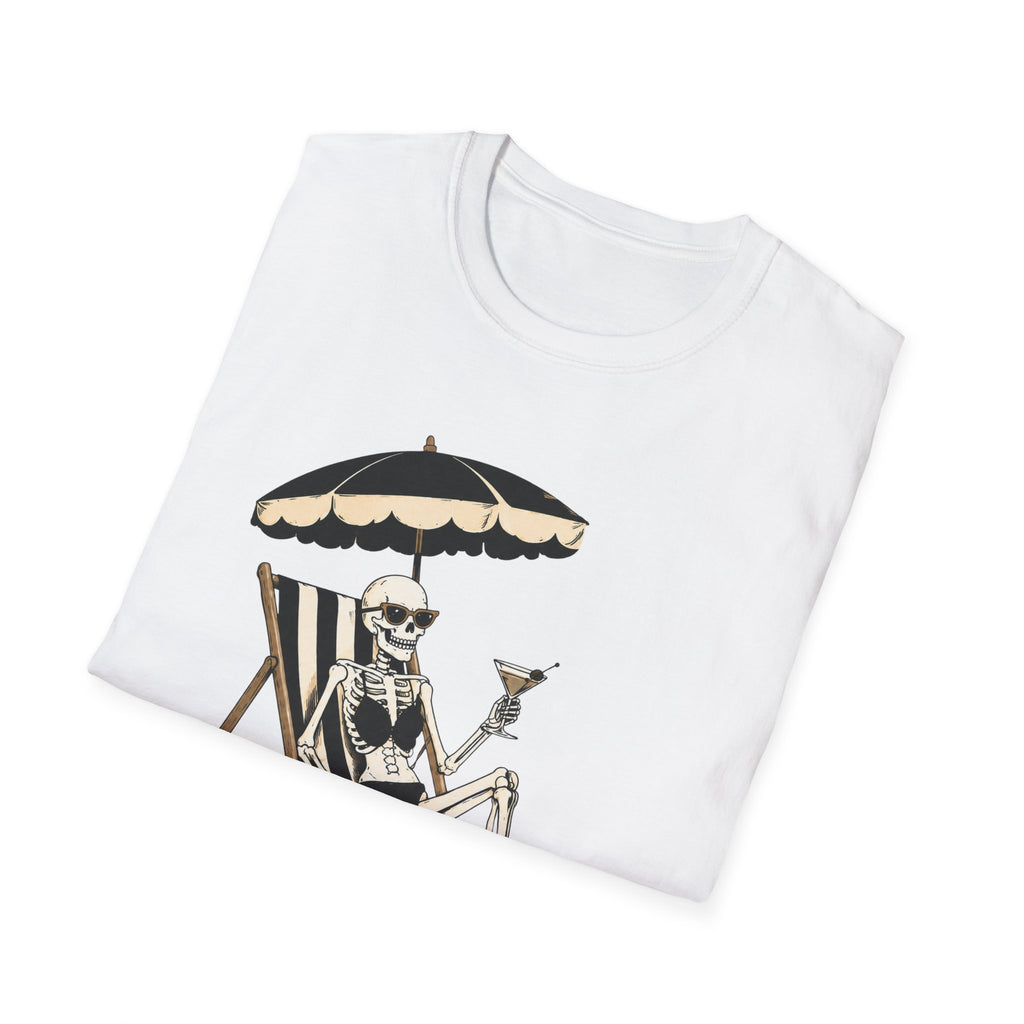 Skeleton Beach T-Shirt — "Just Here for the Boos" Halloween Tee - Boo Crew Boutique