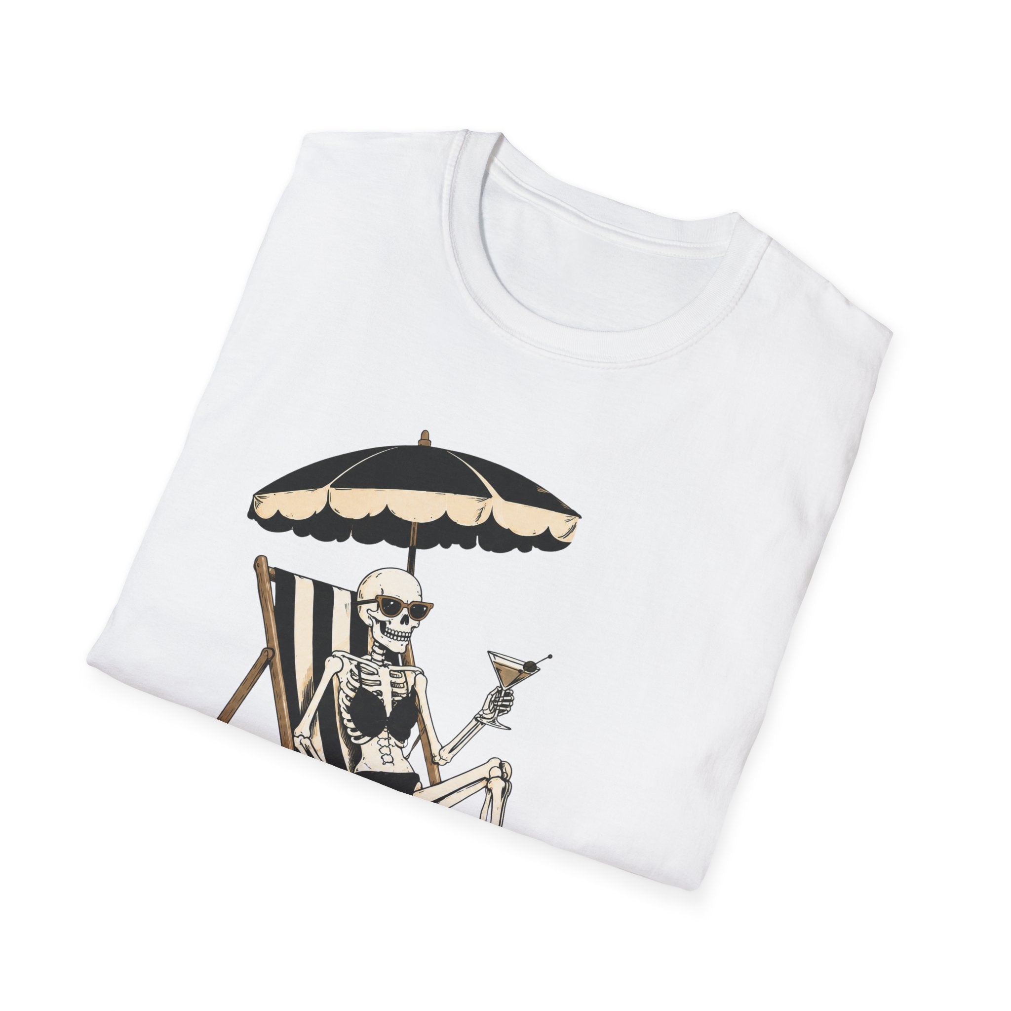 Skeleton Beach T-Shirt — "Just Here for the Boos" Halloween Tee - Boo Crew Boutique