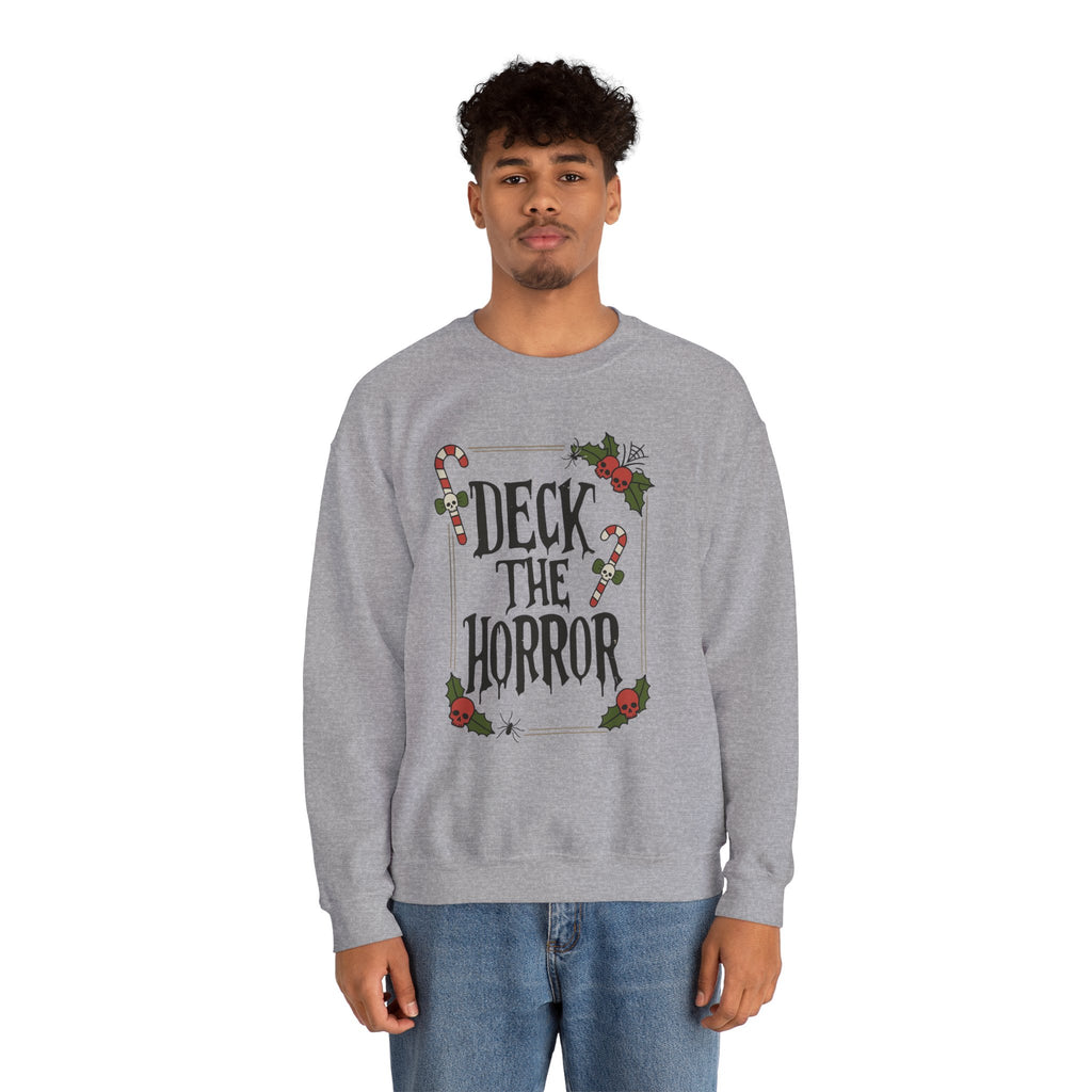 Xmas Horror Crewneck Sweatshirt | Deck the Horror | Holiday Apparel, Christmas Gift, Unisex Sweatshirt, Cozy Winter Wear, Halloween Vibes