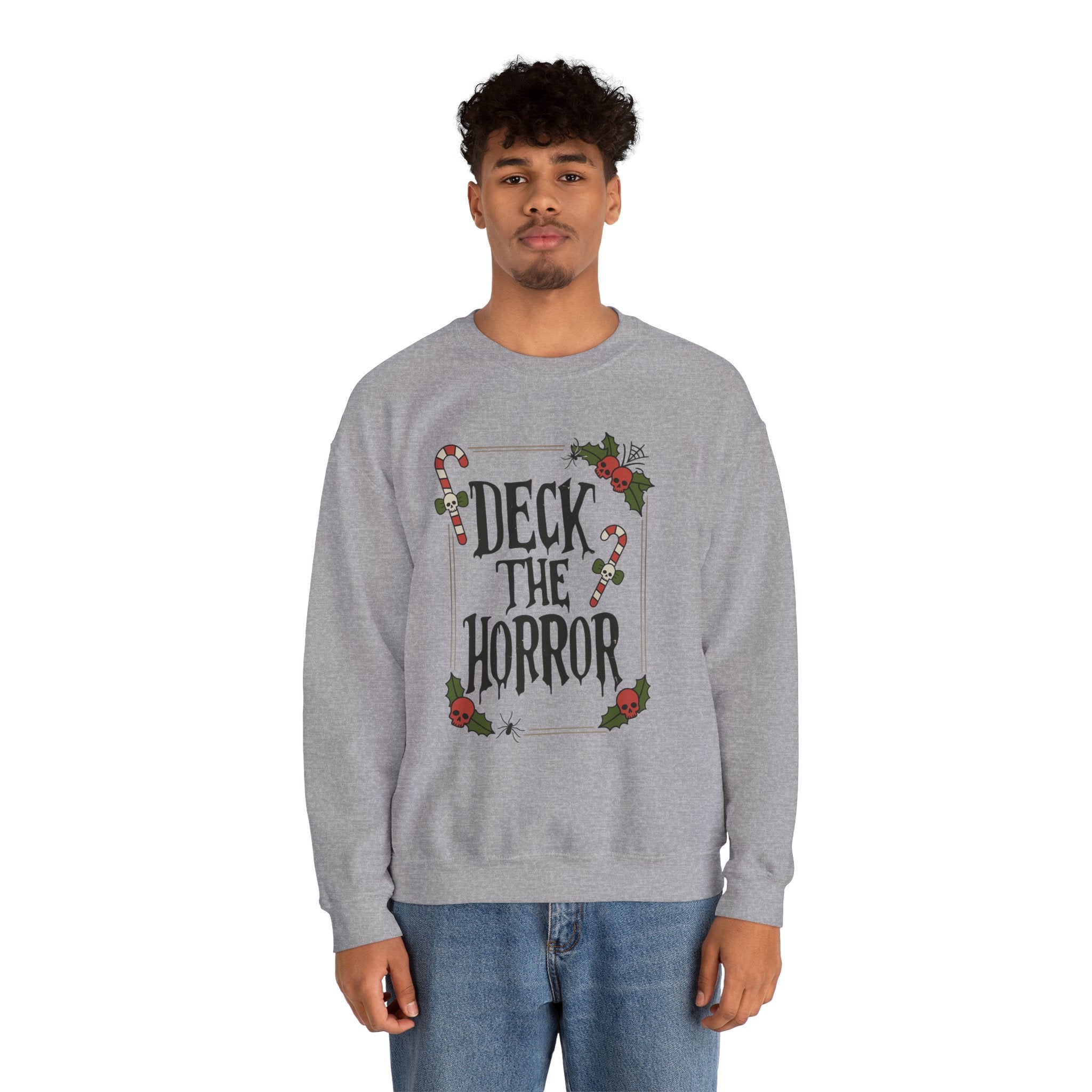 Xmas Horror Crewneck Sweatshirt | Deck the Horror | Holiday Apparel, Christmas Gift, Unisex Sweatshirt, Cozy Winter Wear, Halloween Vibes
