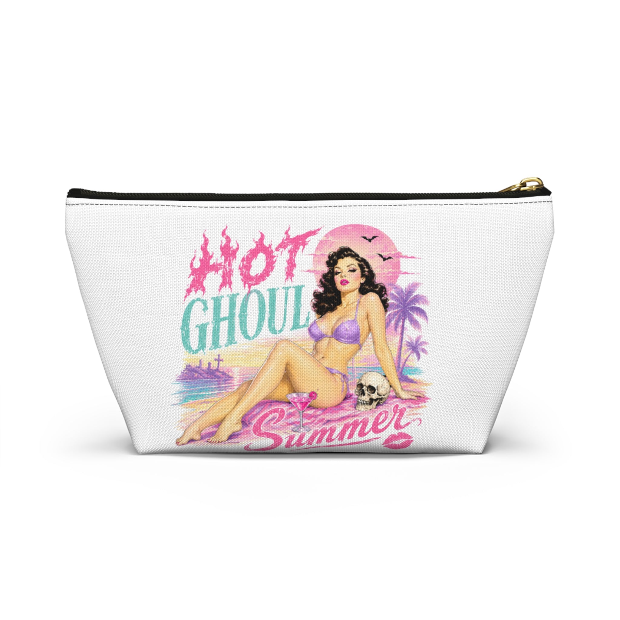 Pinup 'Hot Ghoul Summer' Accessory Pouch — Retro Beach Makeup Bag - Boo Crew Boutique