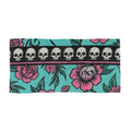 Skull & Hibiscus Beach Towel — Teal Floral Skull Border - Boo Crew Boutique
