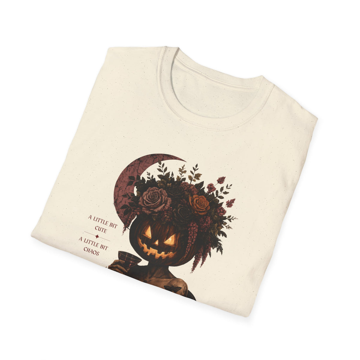 A Little Bit Cute, A Little Bit Chaos T-Shirt — Gothic Pumpkin Head Tee - Boo Crew Boutique