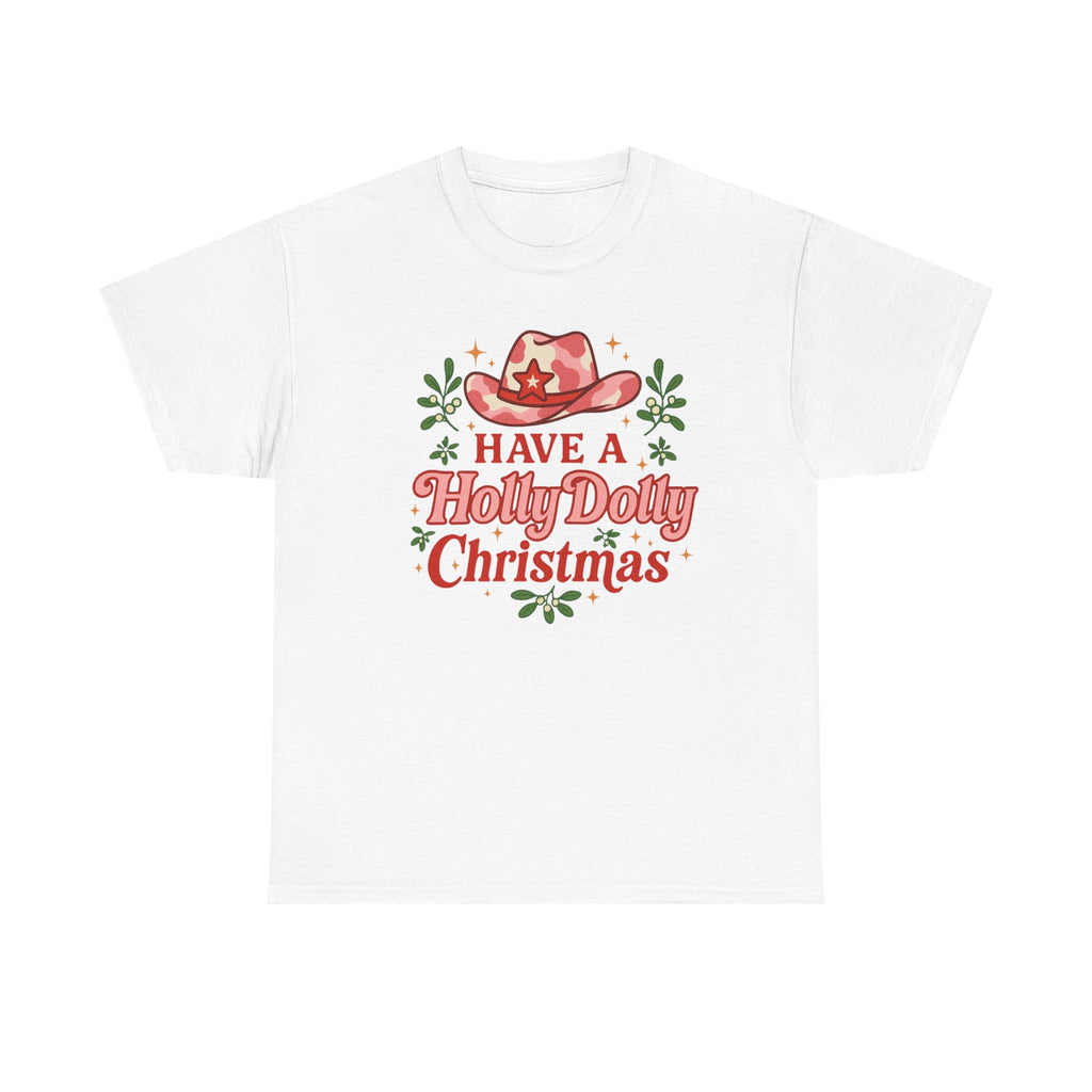 Holly Dolly Christmas Tee | Cowboy Western Xmas Shirt, Gift for Dolly Parton Fans - Boo Crew Boutique