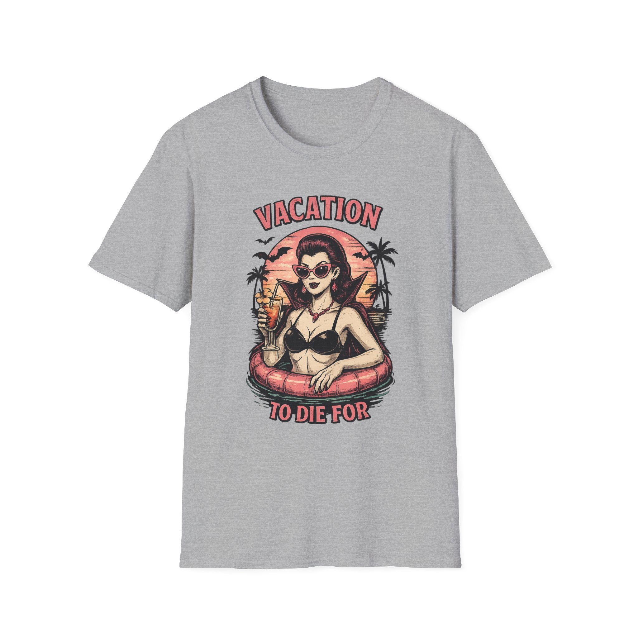 Vacation To Die For T‑Shirt — Retro Pinup Beach Graphic Tee - Boo Crew Boutique