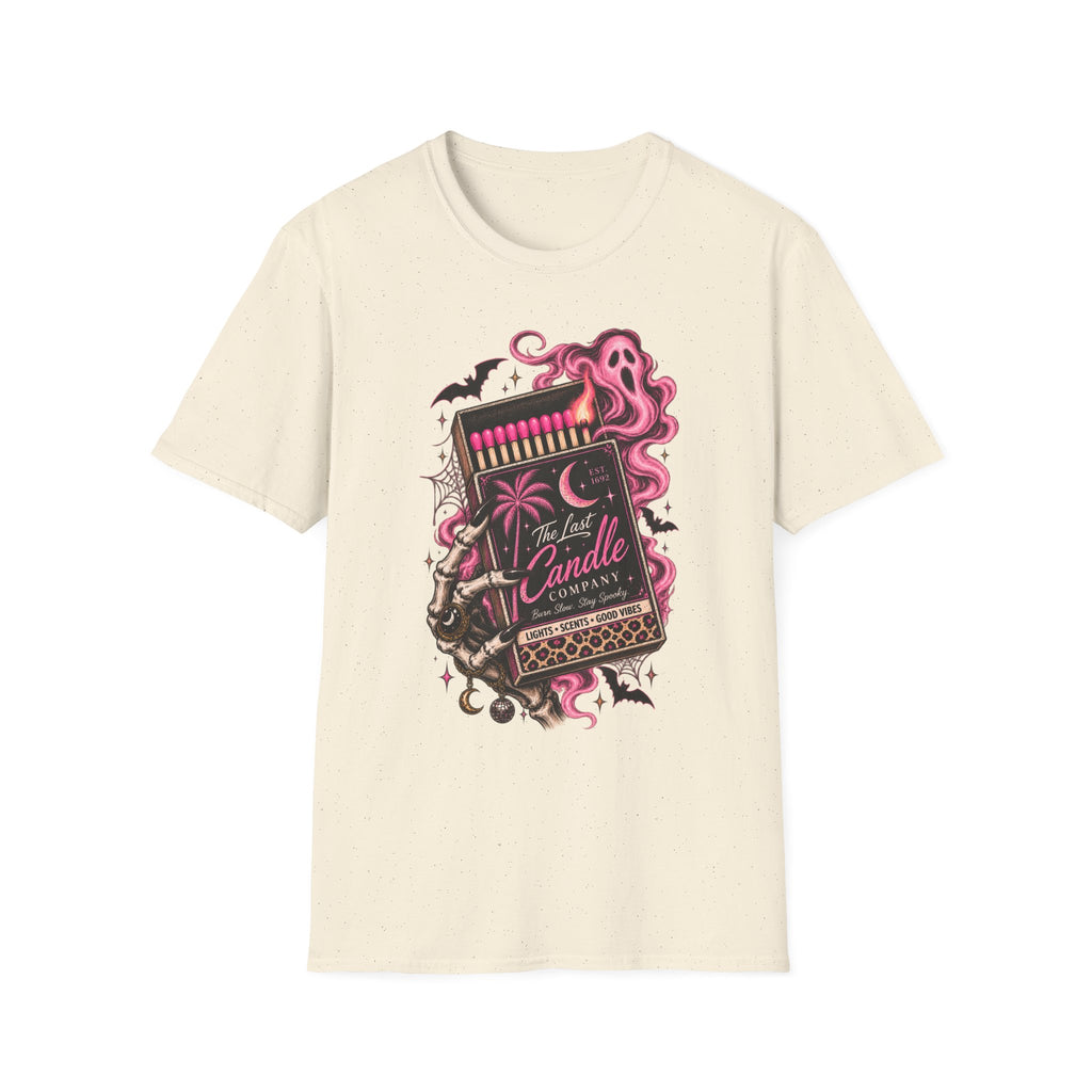 Matchbox Candle Graphic Tee — Pink Gothic Matchbox Design - Boo Crew Boutique