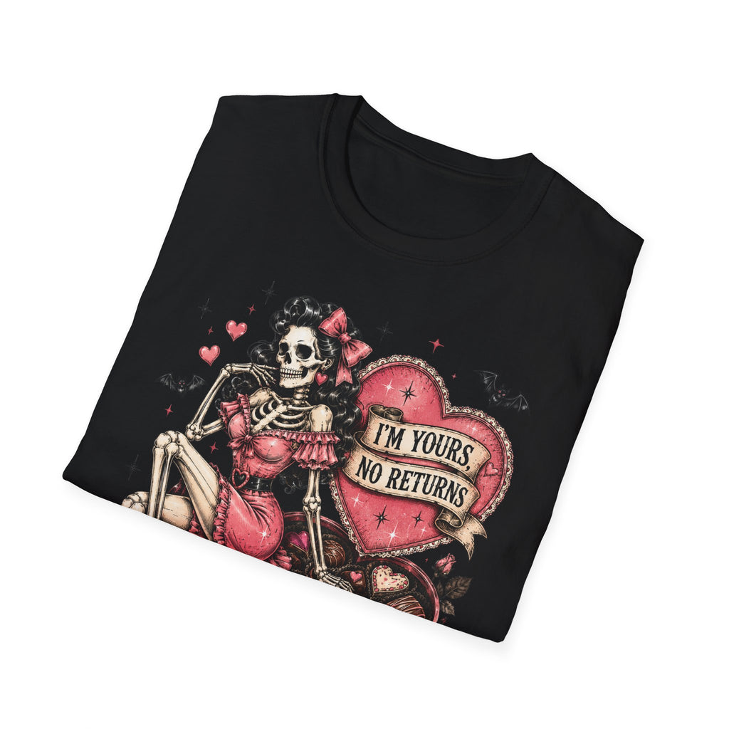Skeleton Valentine T-Shirt — "I'm Yours, No Returns" Gothic Heart Tee - Boo Crew Boutique