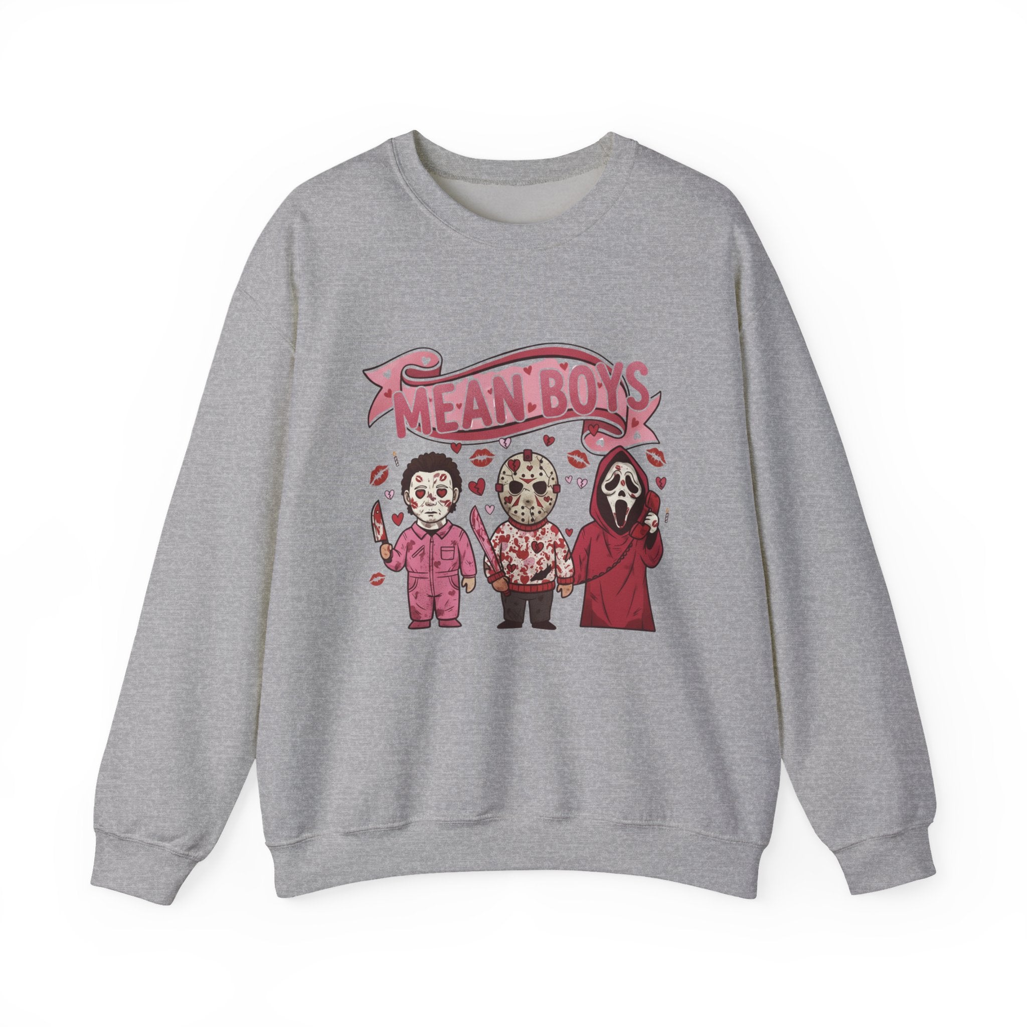 Mean Boys horror trio Sweatshirt | Jason Vorhees, Michael Myers, Ghostface Valentine's Attire, Gift for Horror Fan - Boo Crew Boutique