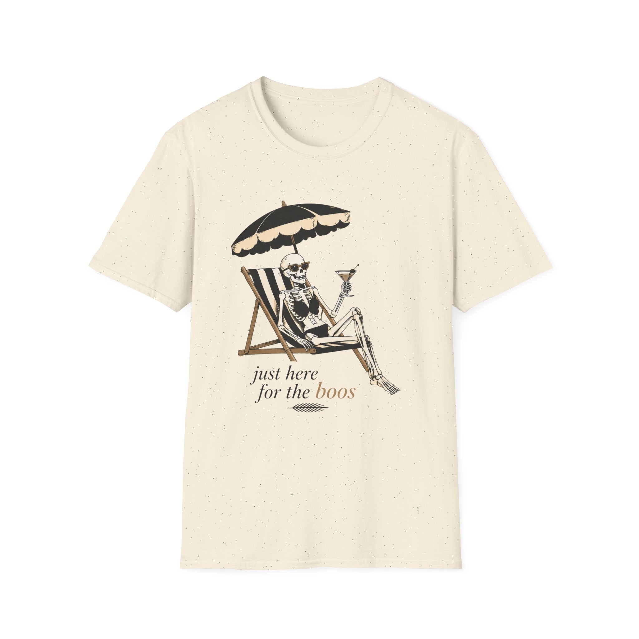 Skeleton Beach T-Shirt — "Just Here for the Boos" Halloween Tee - Boo Crew Boutique