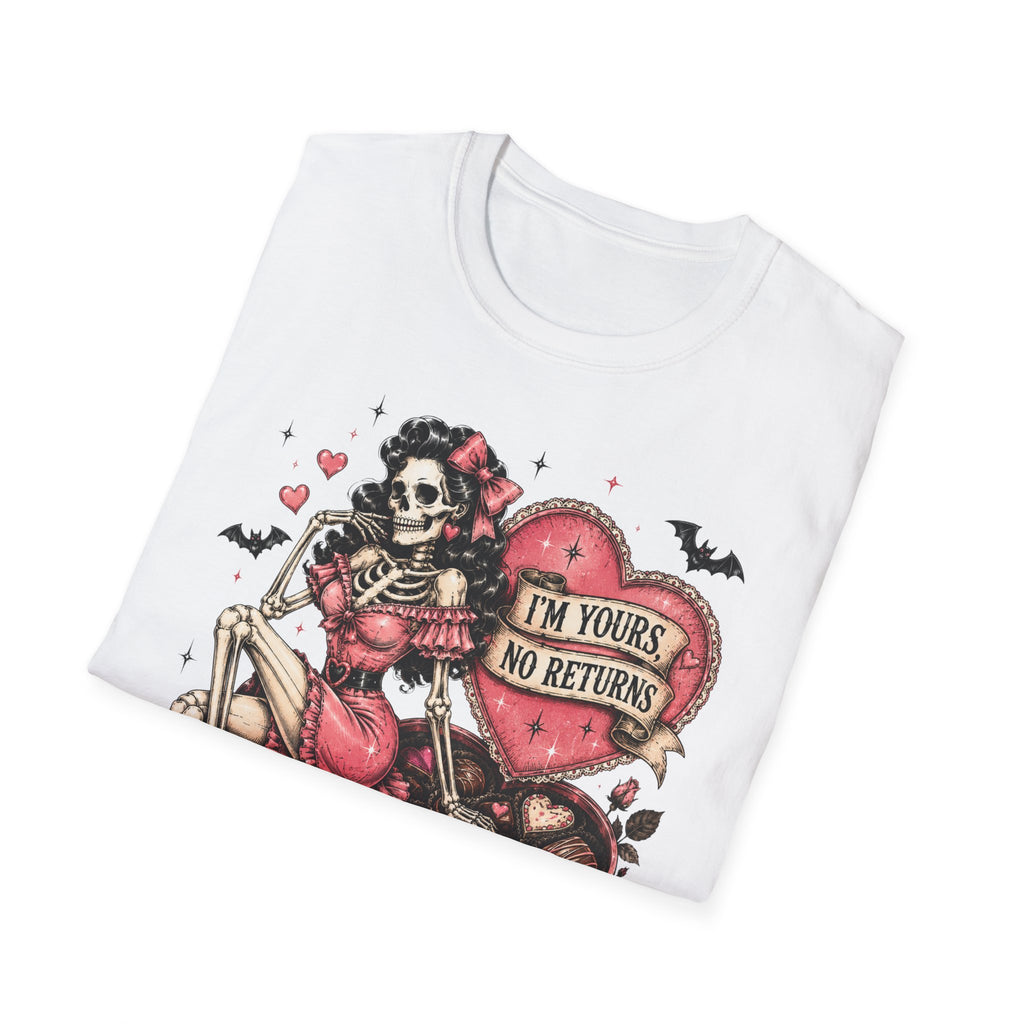 Skeleton Valentine T-Shirt — "I'm Yours, No Returns" Gothic Heart Tee - Boo Crew Boutique