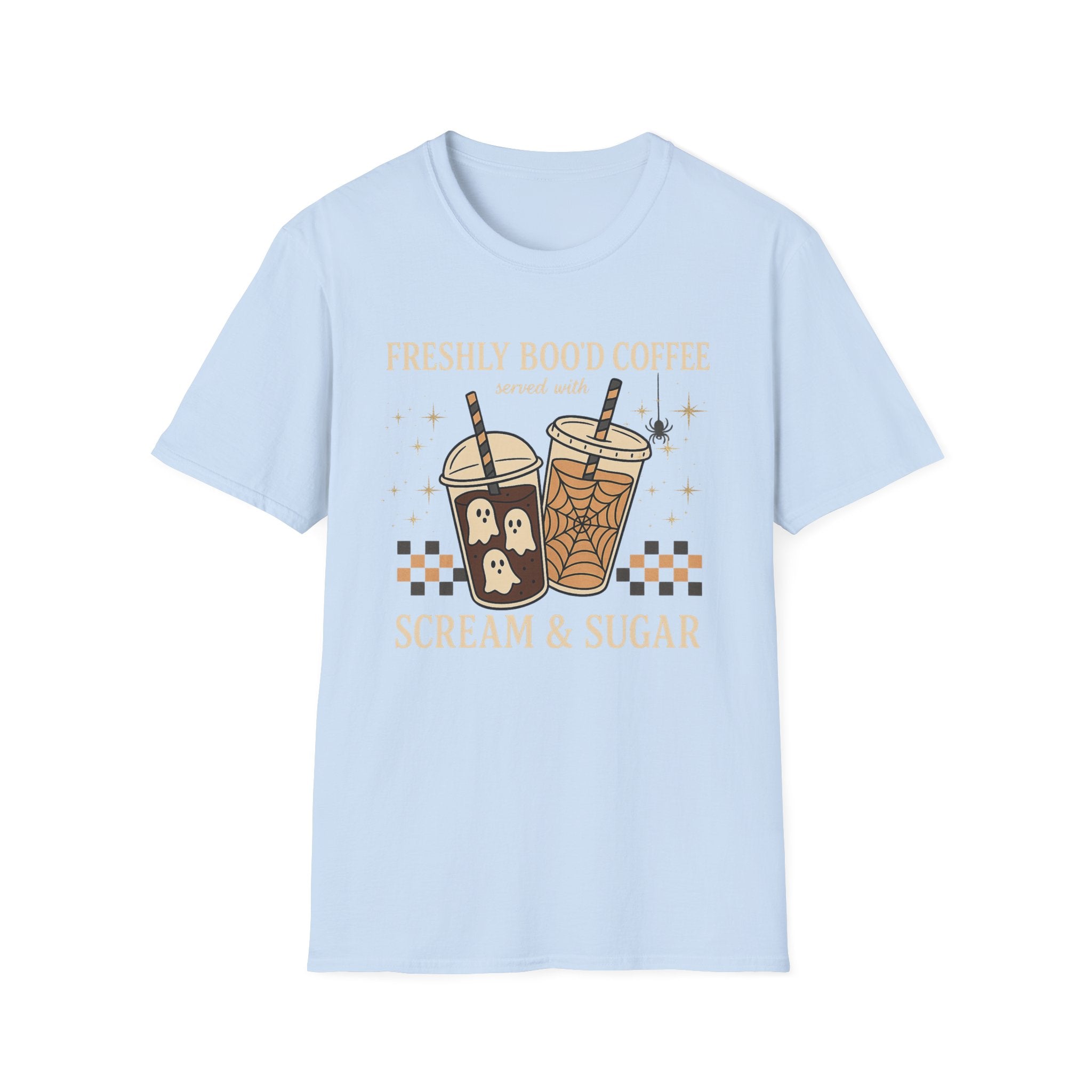 Coffee Drinks T-Shirt — "Freshly Booot Coffee: Scream & Sugar" Cute Spooky Boba Graphic Tee - Boo Crew Boutique