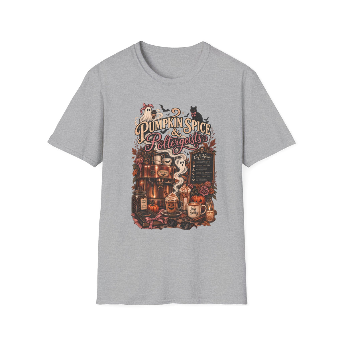 Pumpkin Spice & Poltergeists Shirt | Spooky Coffee Halloween Tee - Boo Crew Boutique