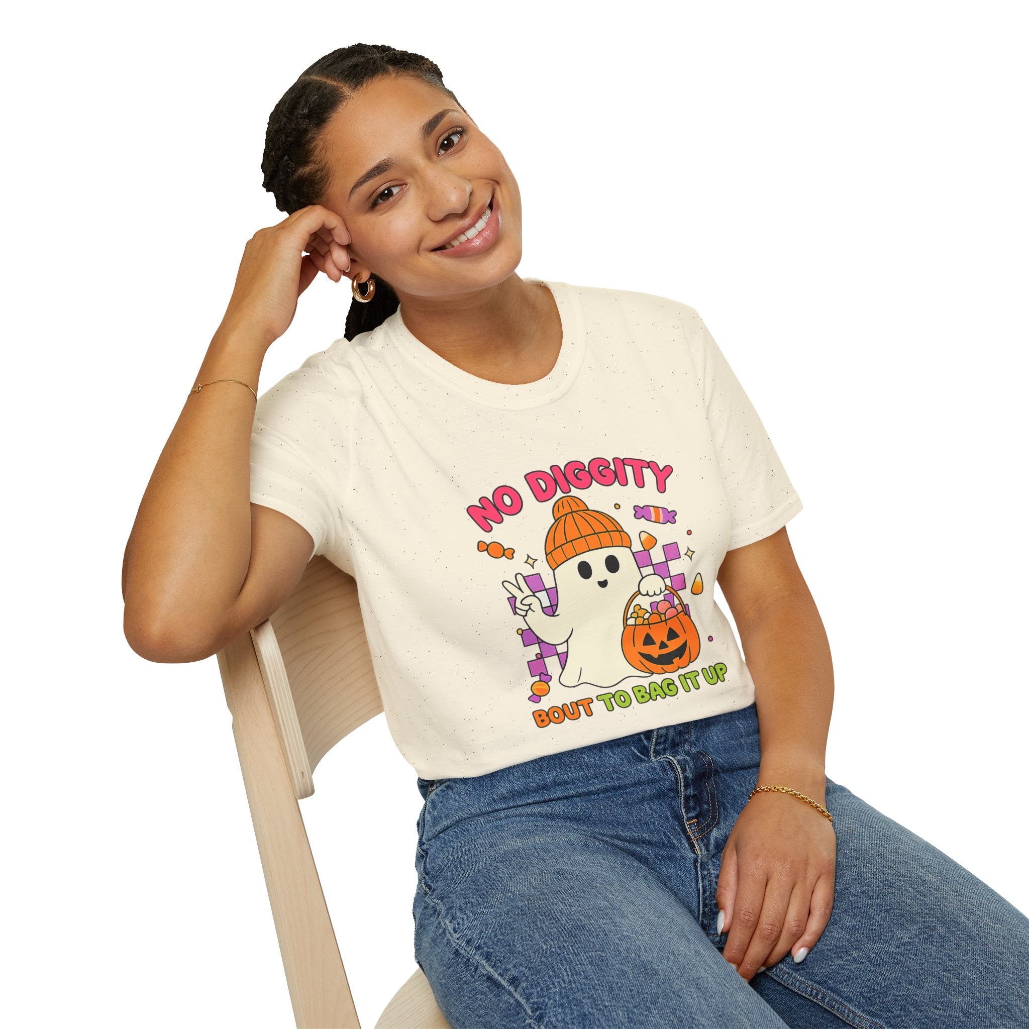 Halloween Ghost T-Shirt — "No Diggity" Cute Retro Candy Design