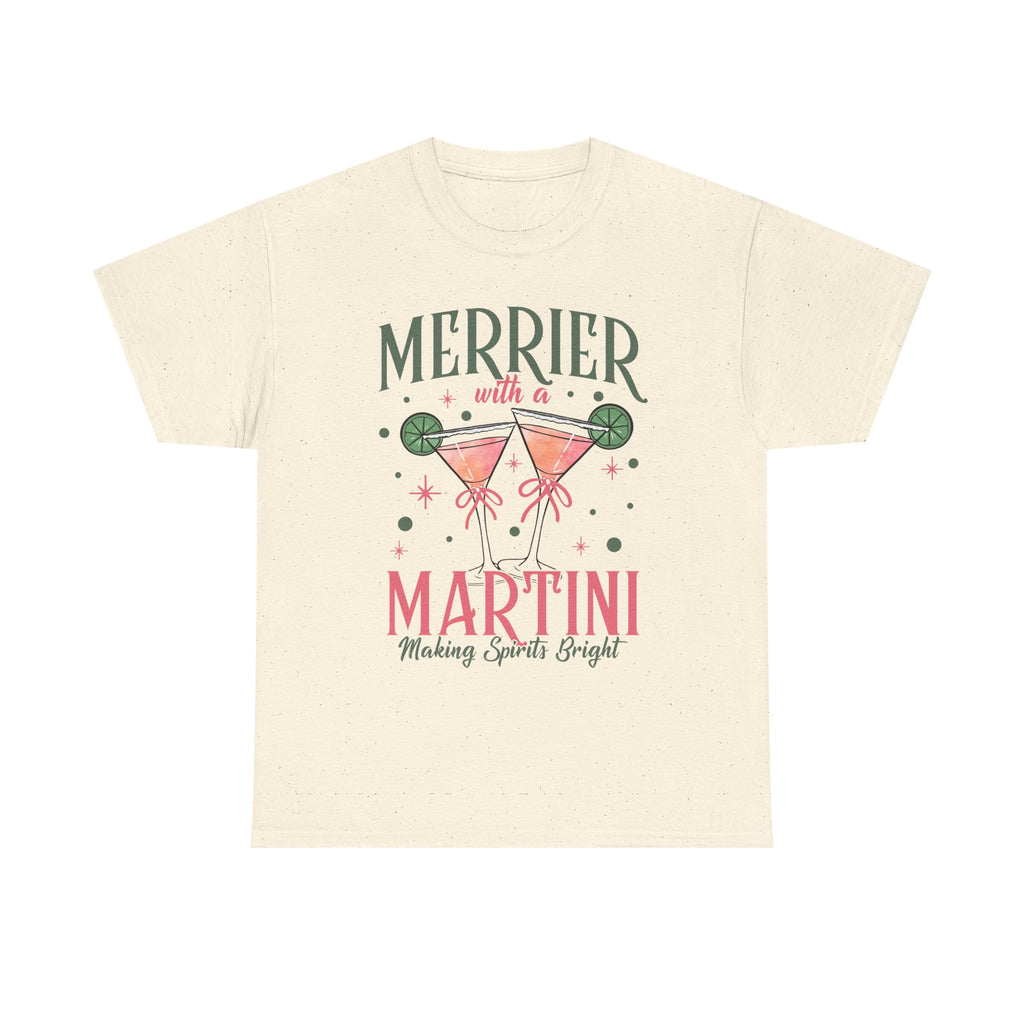 Merrier With a Martini T-Shirt | Holiday Cocktail Tee - Boo Crew Boutique