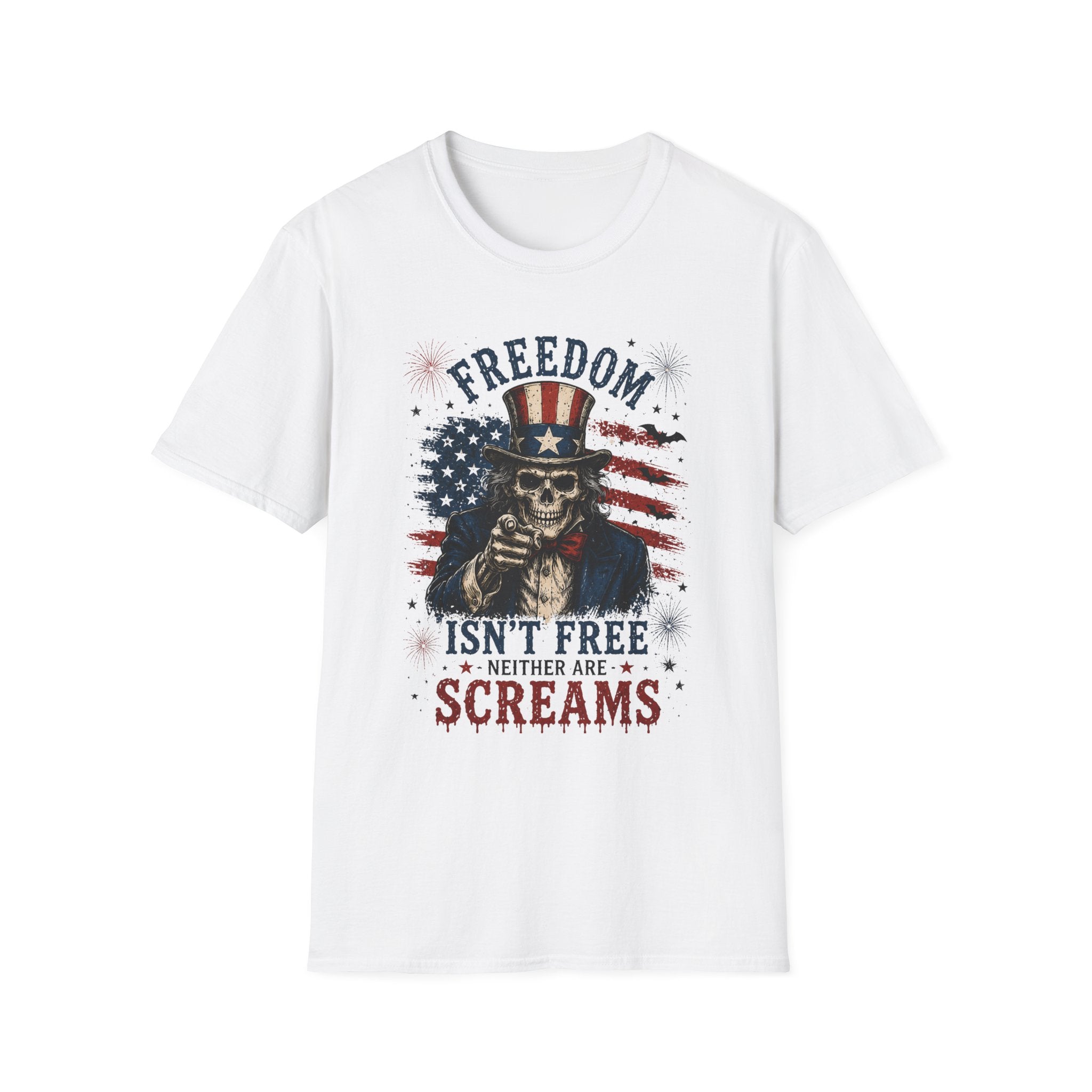 Freedom Isn't Free Skull T-Shirt – Patriotic American Flag Graphic Tee - Boo Crew Boutique