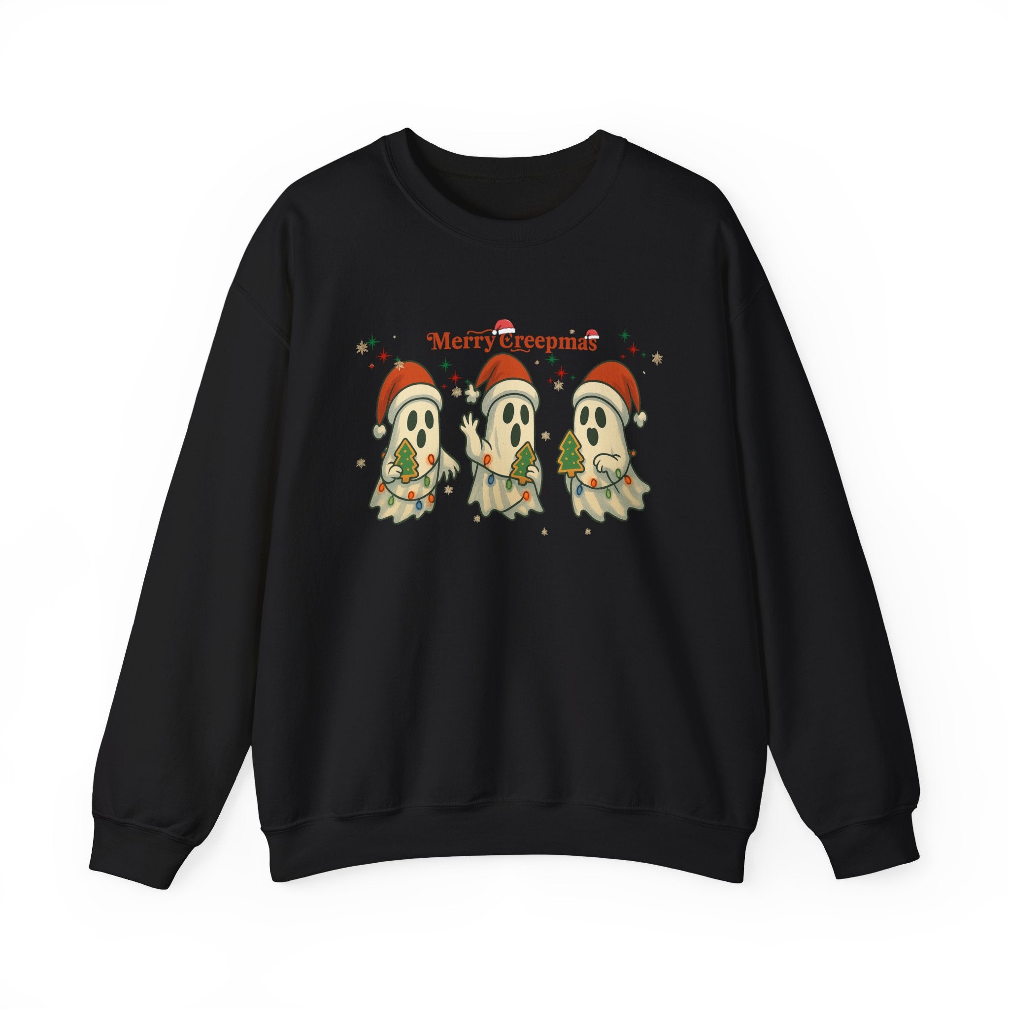 Merry Creepmas ghost trio Crewneck Sweatshirt | Christmas spooky holiday