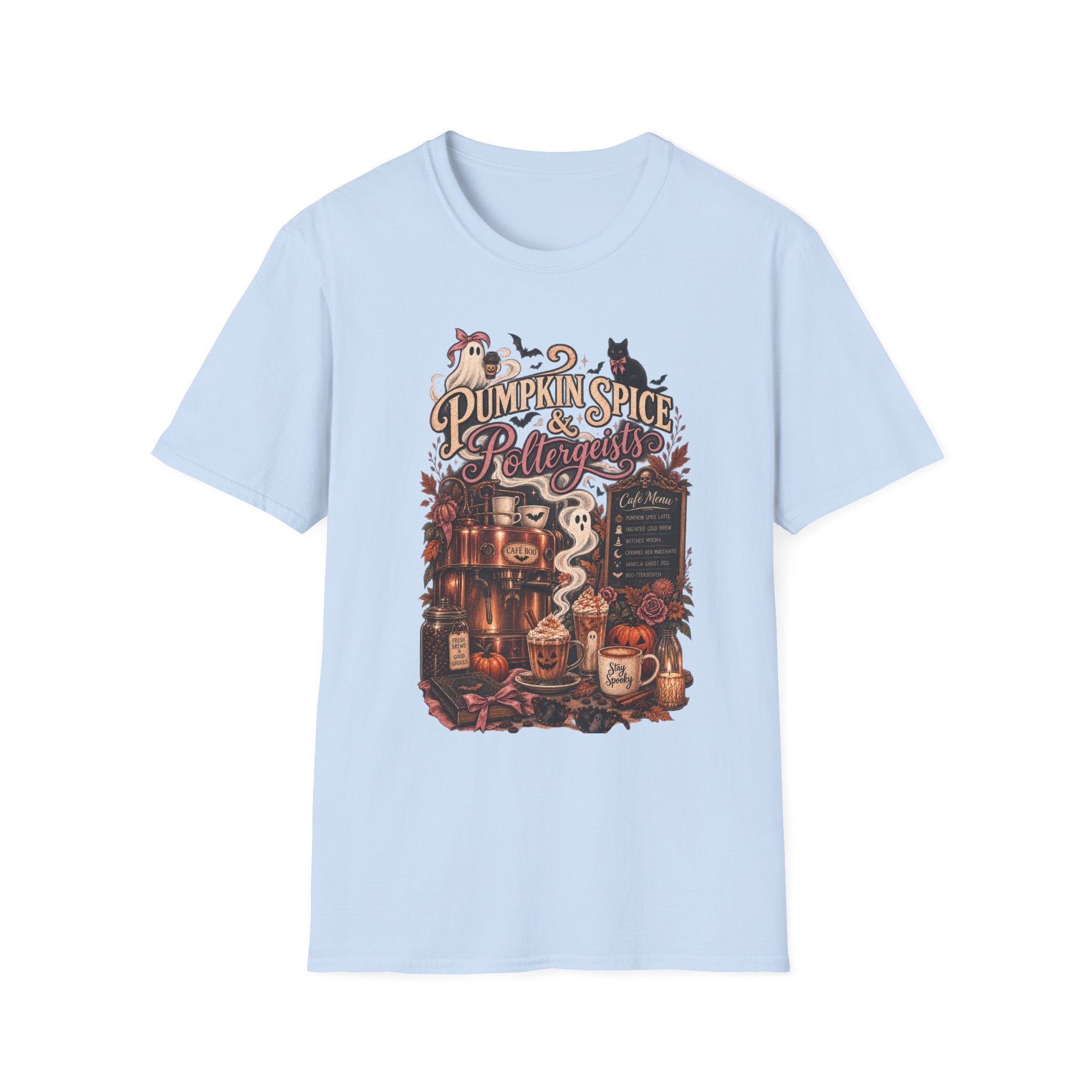Pumpkin Spice & Poltergeists Shirt | Spooky Coffee Halloween Tee - Boo Crew Boutique