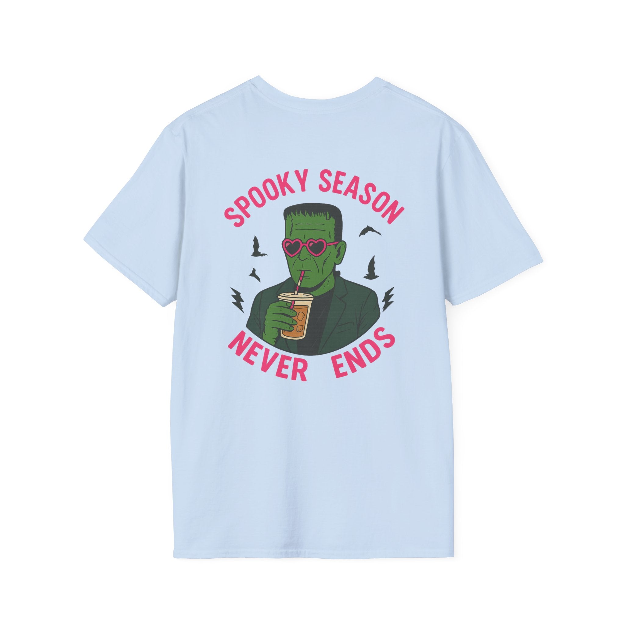 Spooky Season Never Ends T-Shirt — Retro Frankenstein Halloween Graphic Tee - Boo Crew Boutique