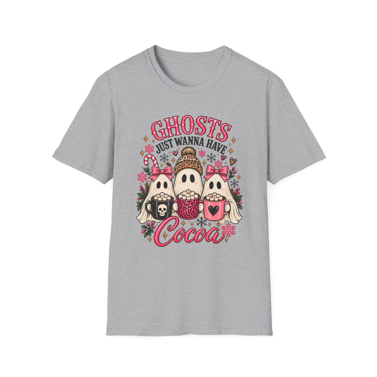 Ghosts Just Wanna Have Cocoa Halloween Christmas Tee - Boo Crew Boutique