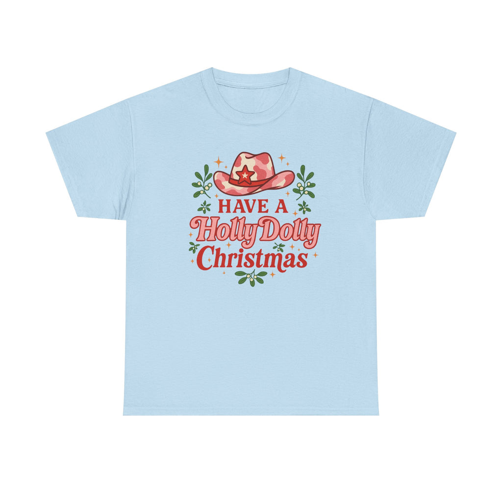 Holly Dolly Christmas Tee | Cowboy Western Xmas Shirt, Gift for Dolly Parton Fans - Boo Crew Boutique