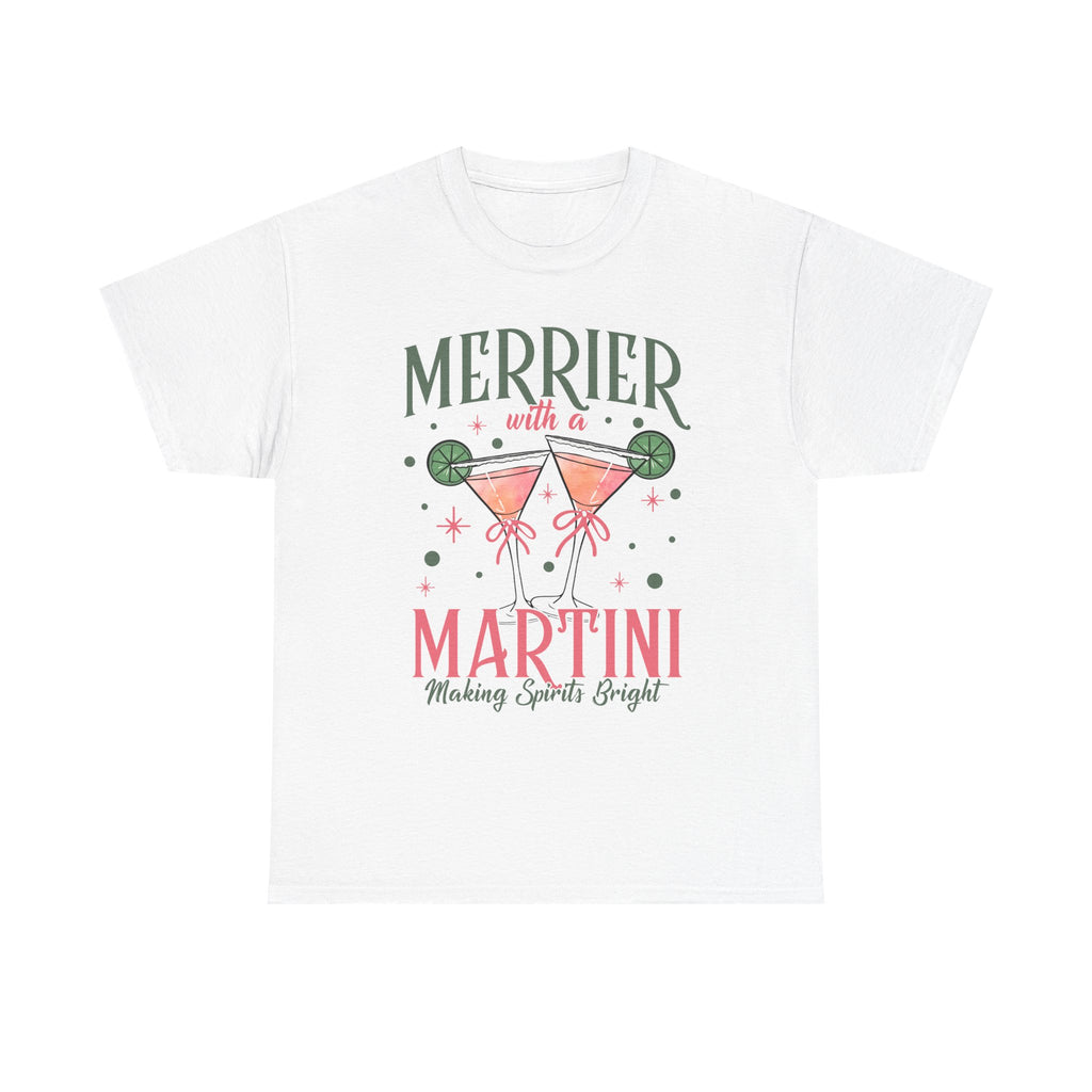 Merrier With a Martini T-Shirt | Holiday Cocktail Tee - Boo Crew Boutique
