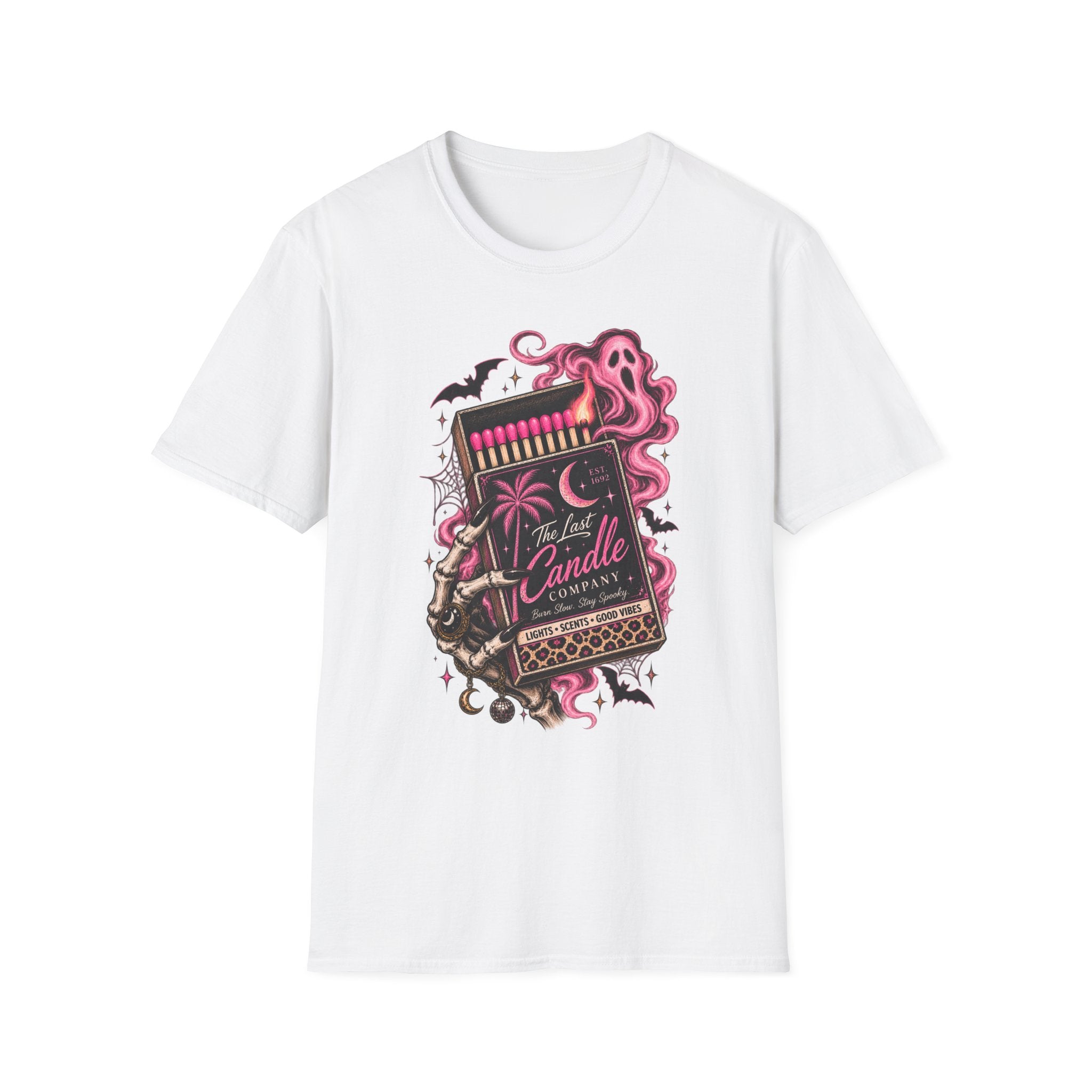 Matchbox Candle Graphic Tee — Pink Gothic Matchbox Design - Boo Crew Boutique