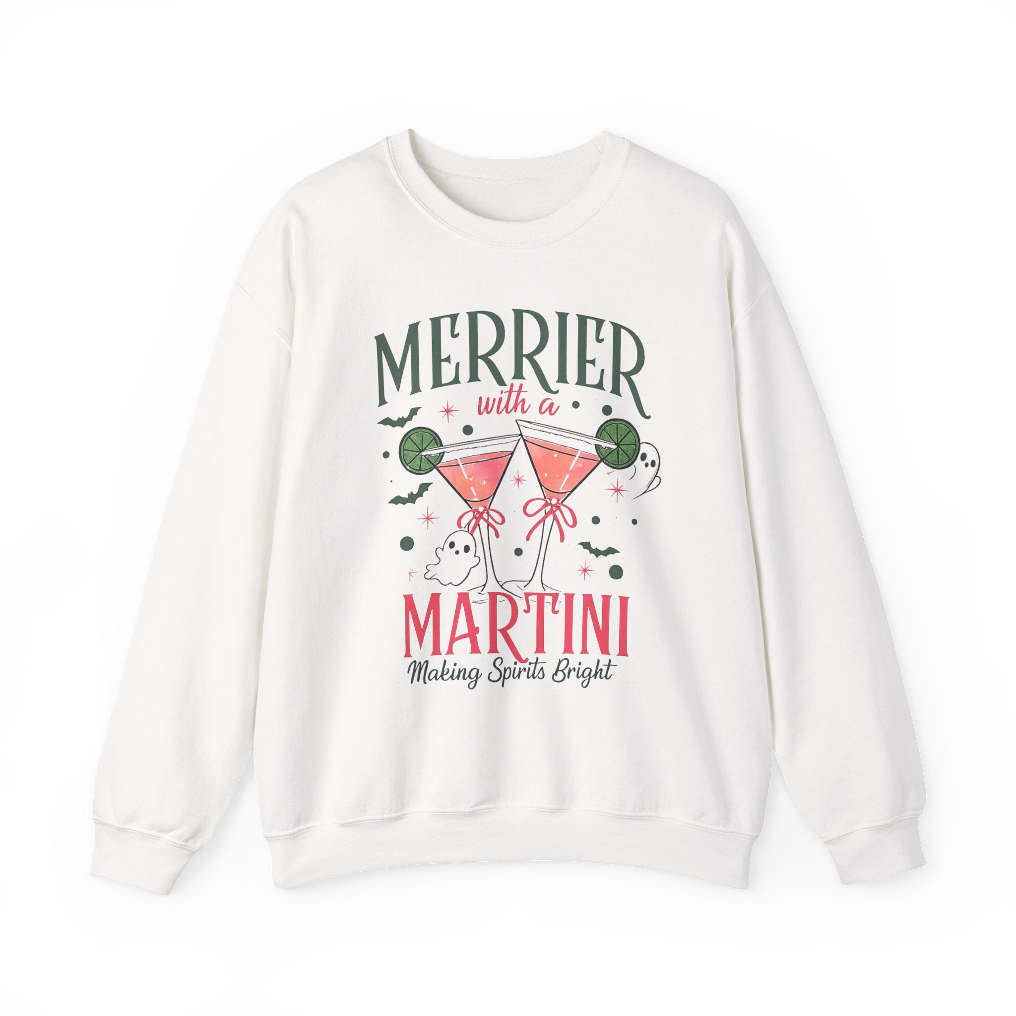 Merrier With a Martini Sweatshirt | Spooky Christmas Cocktail Sweatshirt - Boo Crew Boutique