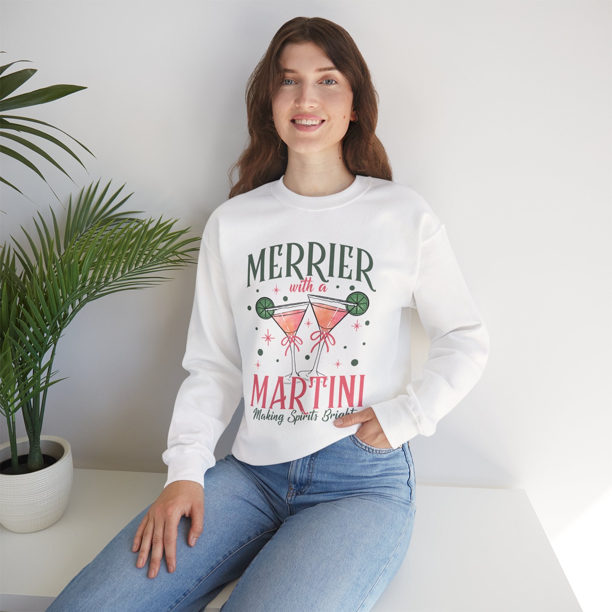 Merrier With a Martini sweatshirt | Holiday cocktail graphic sweatshirt, Women's Cocktail Wear
