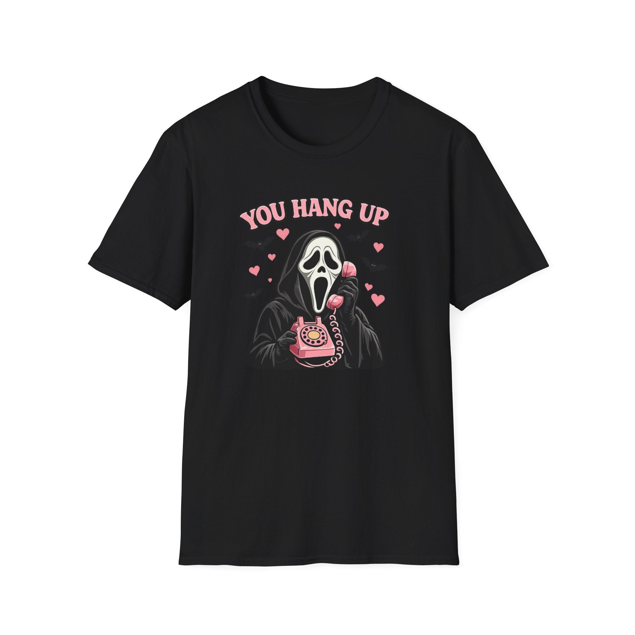 You Hang Up Scream Mask T-shirt — Cute Spooky Horror Phone Graphic Tee