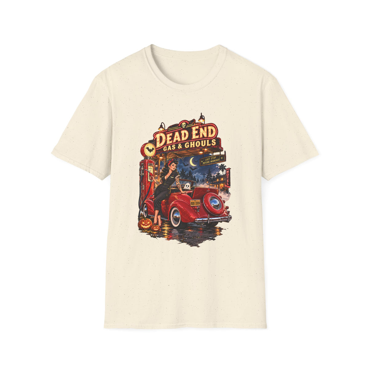 Dead End Gas & Ghouls Vintage Car Halloween T-Shirt - Boo Crew Boutique