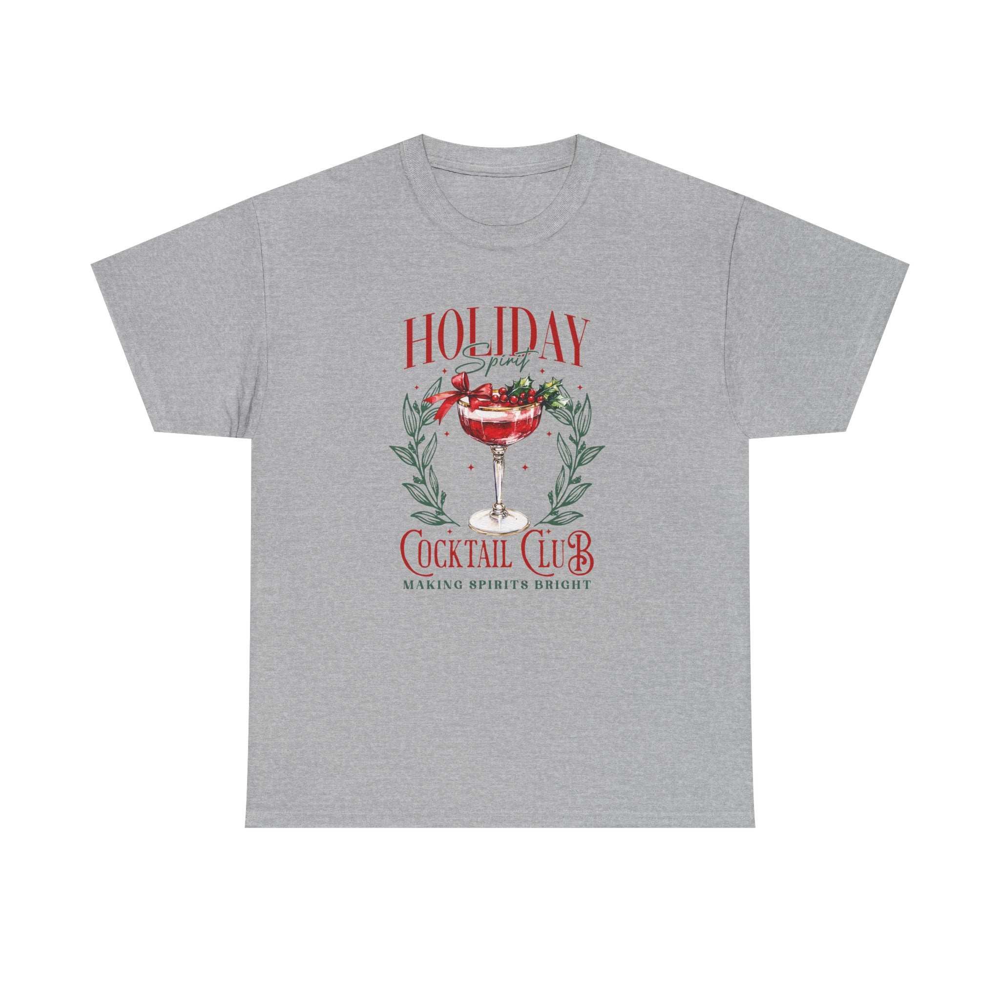 Holiday Cocktail Club T-Shirt | Christmas wreath margarita, festive cocktail tee